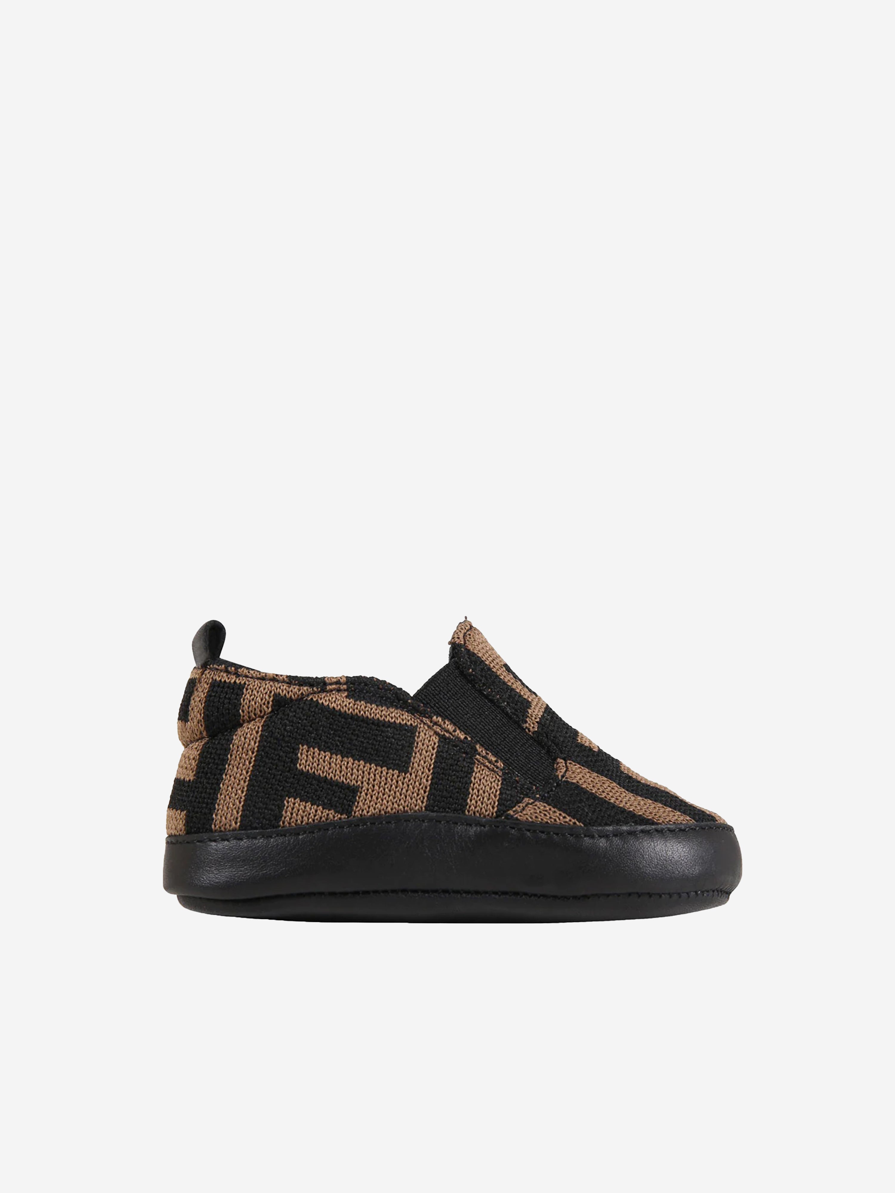 Baby Boys FF Logo Slip On Shoes in Brown