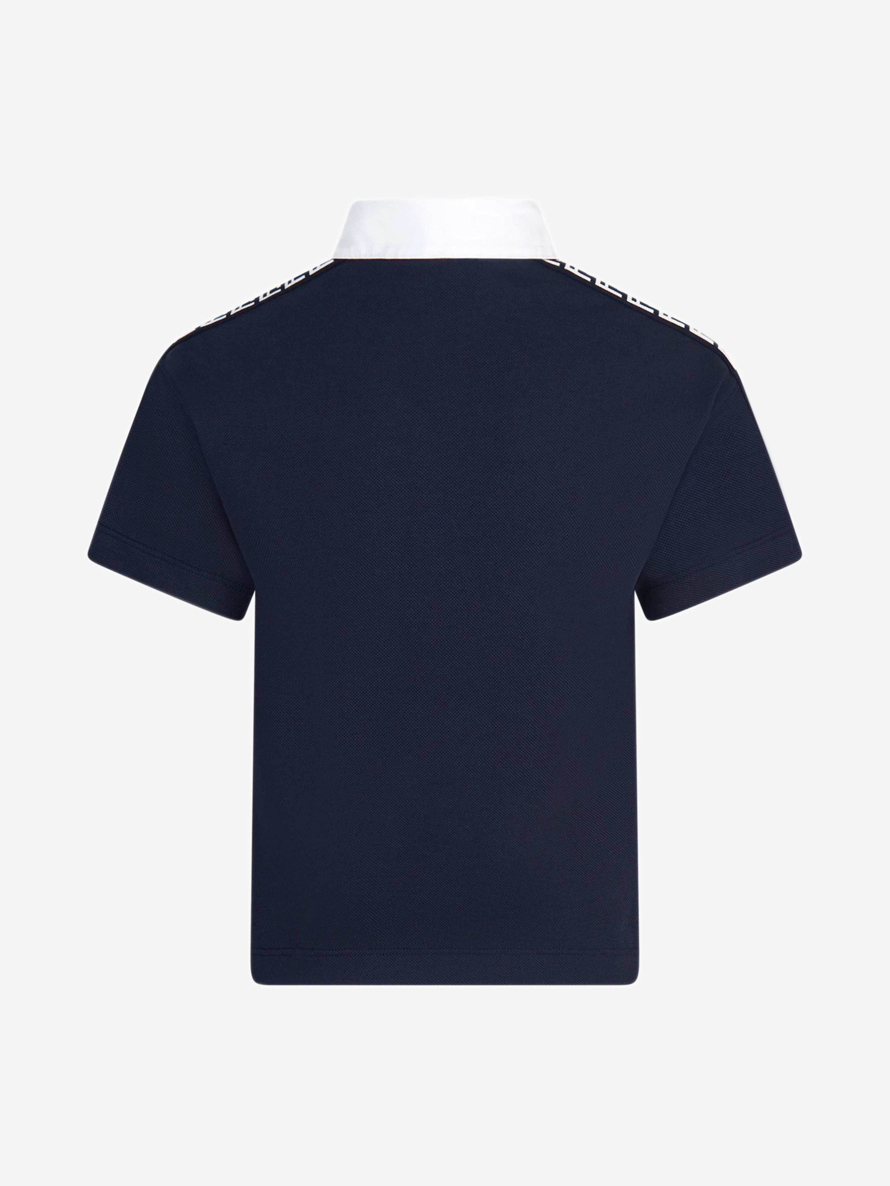 Boys Cotton Logo Trim Polo Shirt