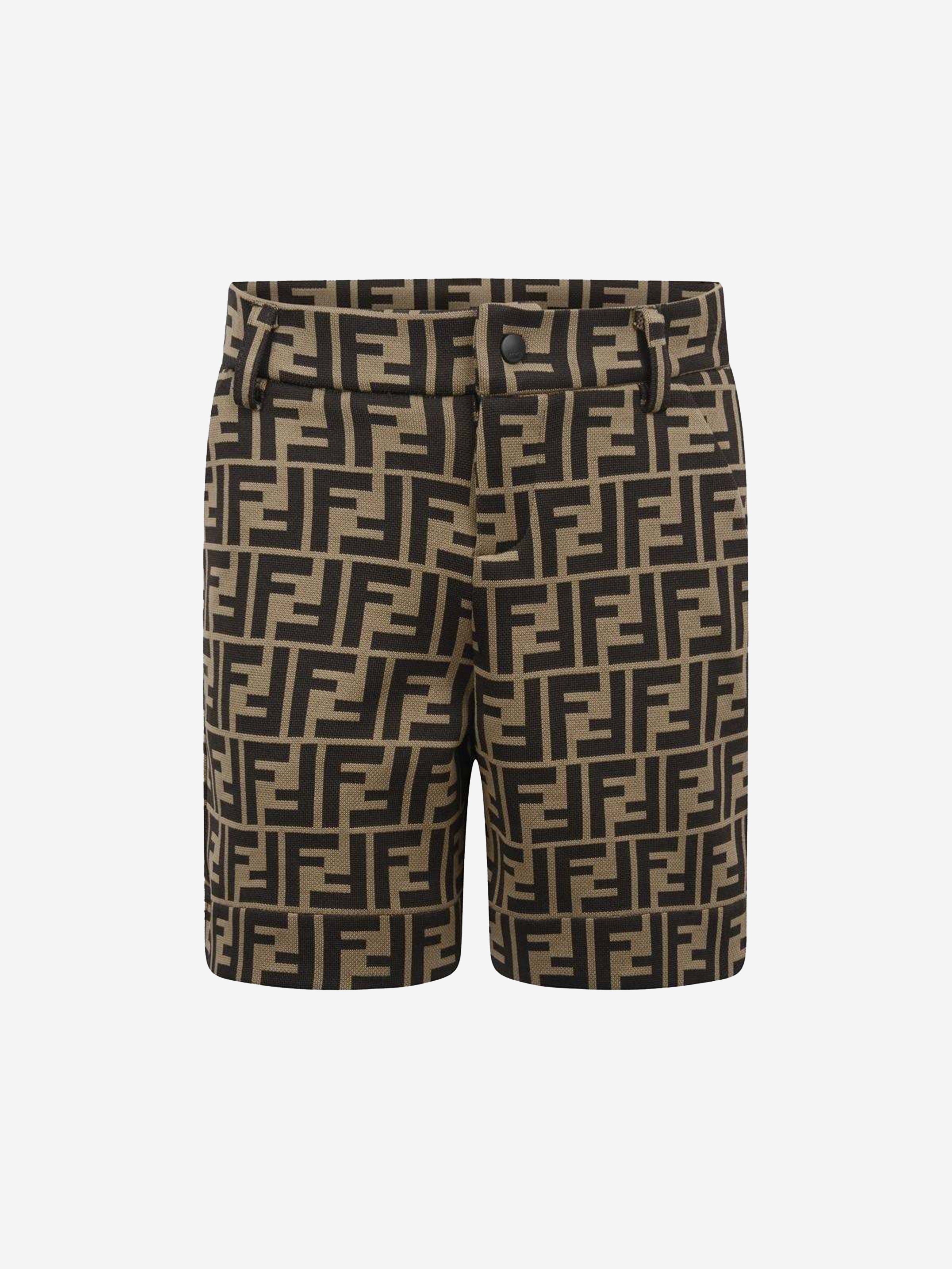 Baby Boys FF Logo Shorts in Brown