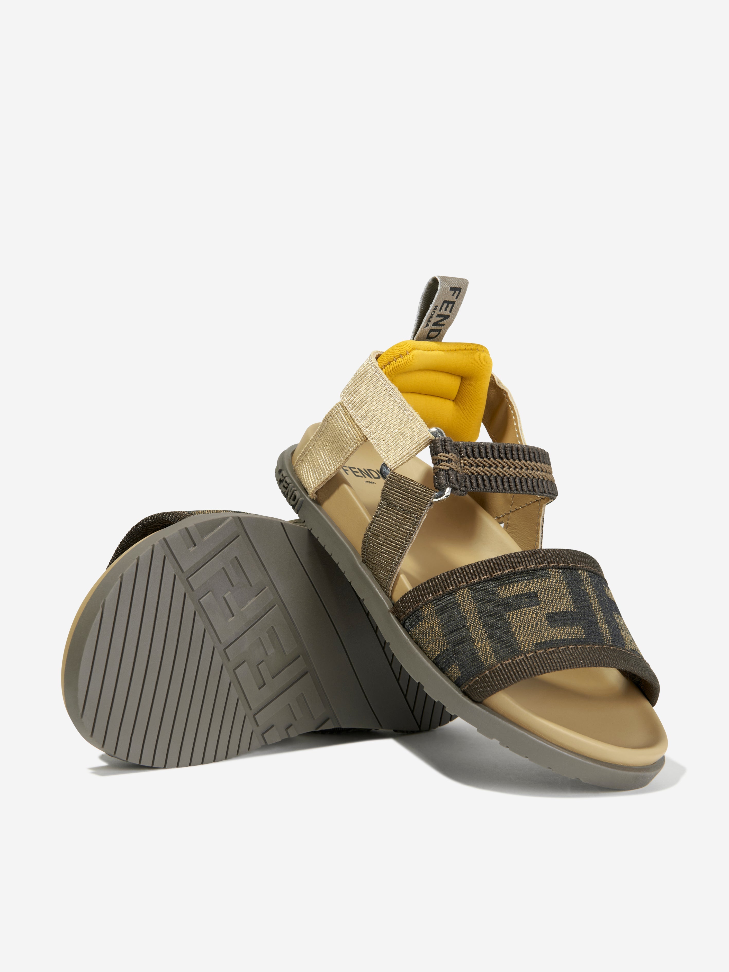 Kids FF Logo Sandals in Brown