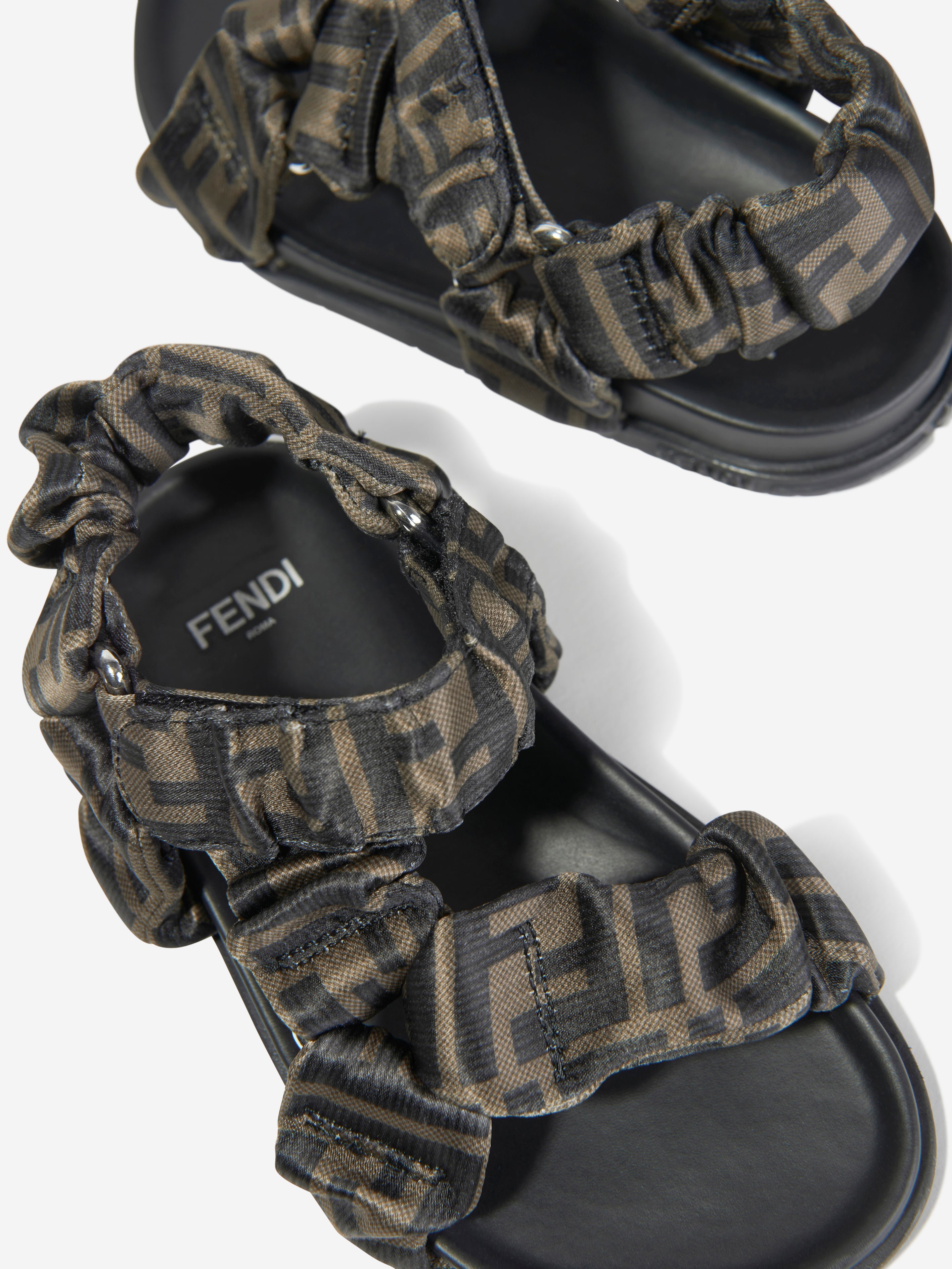 Kids FF Logo Sandals in Brown