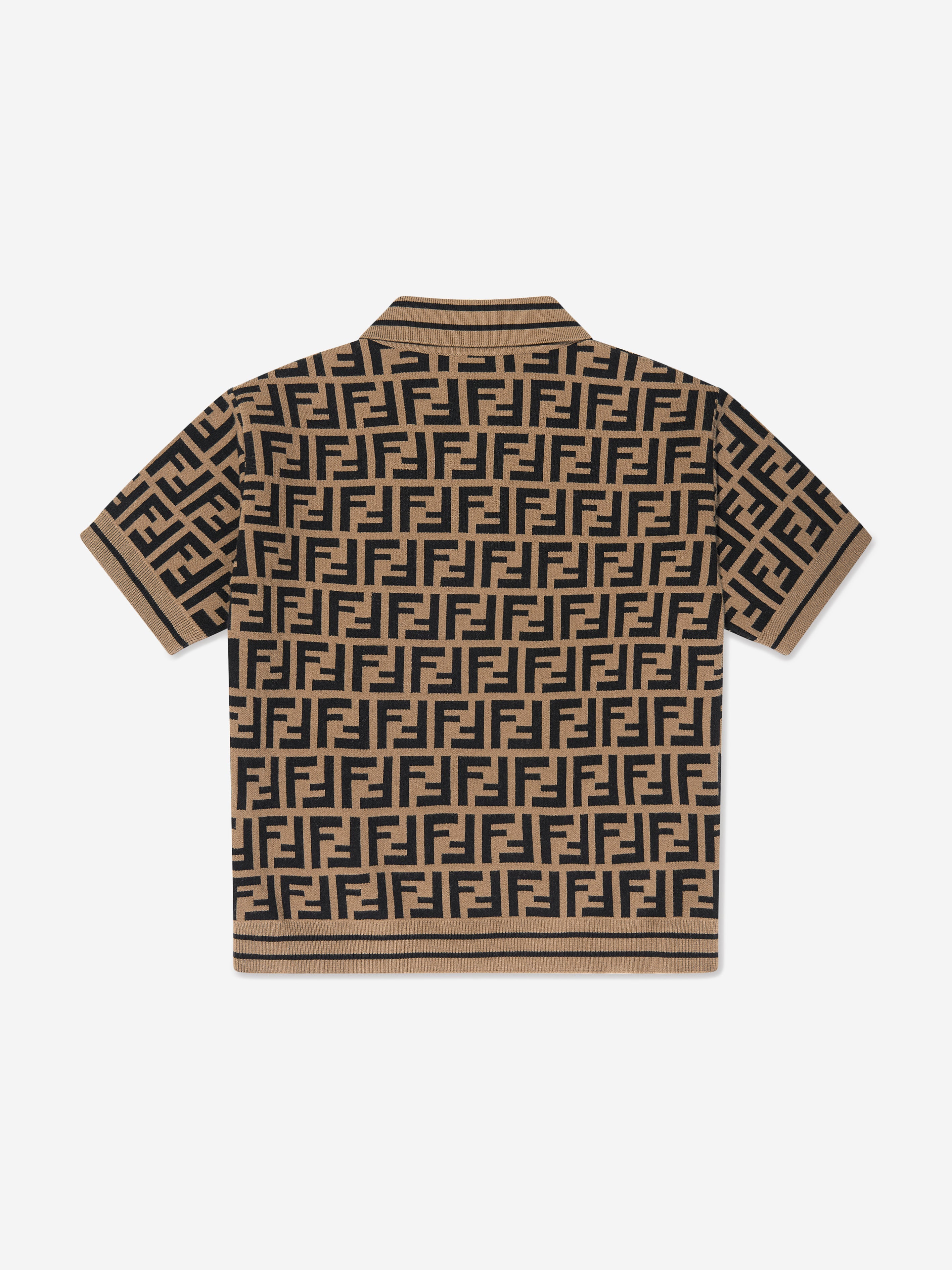 Boys FF Knit Polo Shirt in Brown