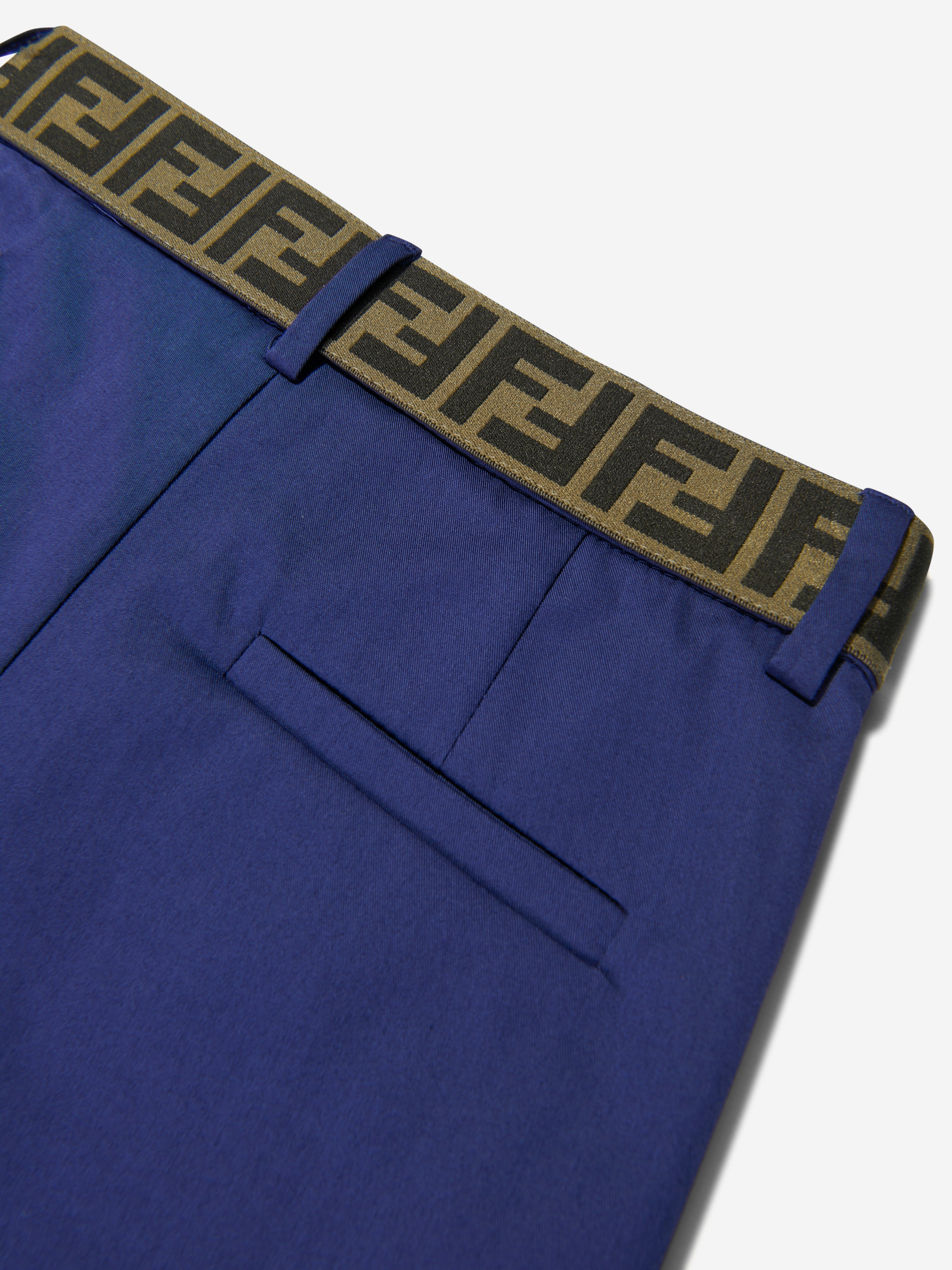 Boys Gabardine Stretch Trousers in Navy
