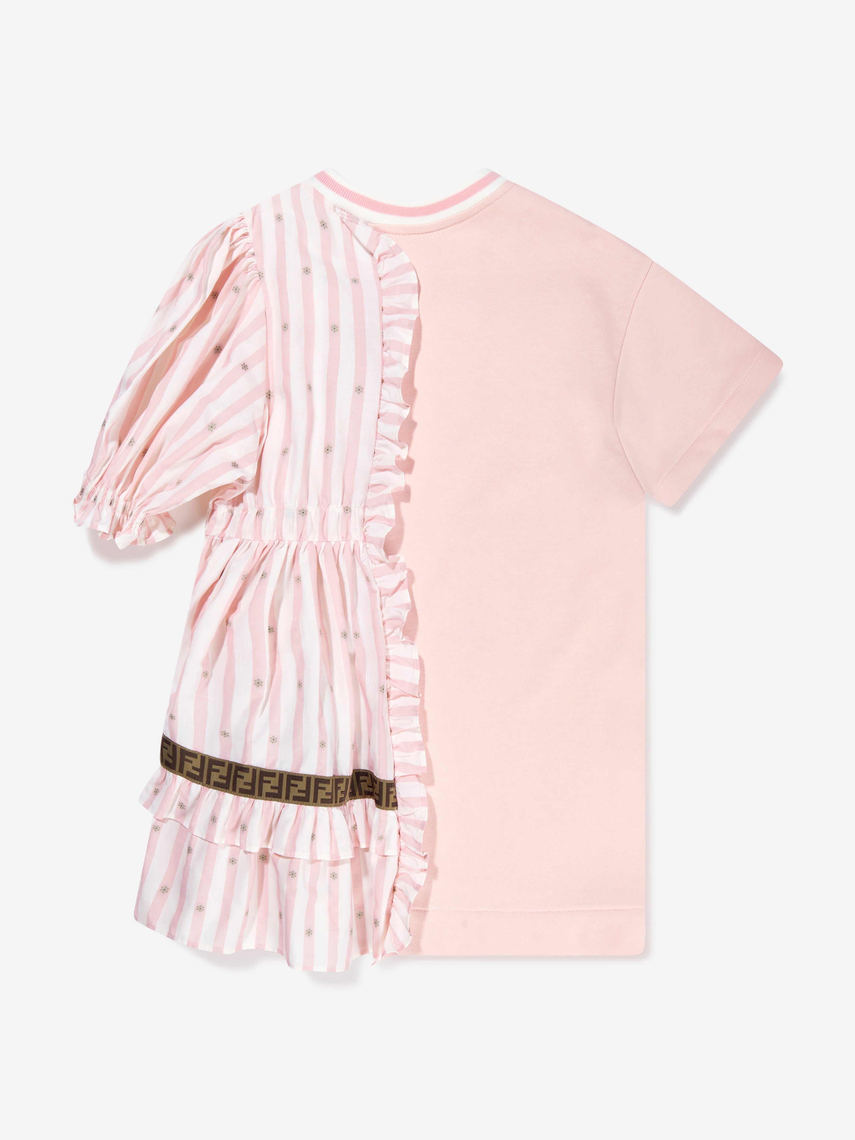 Girls Double Fabic Bear Dress in Pink