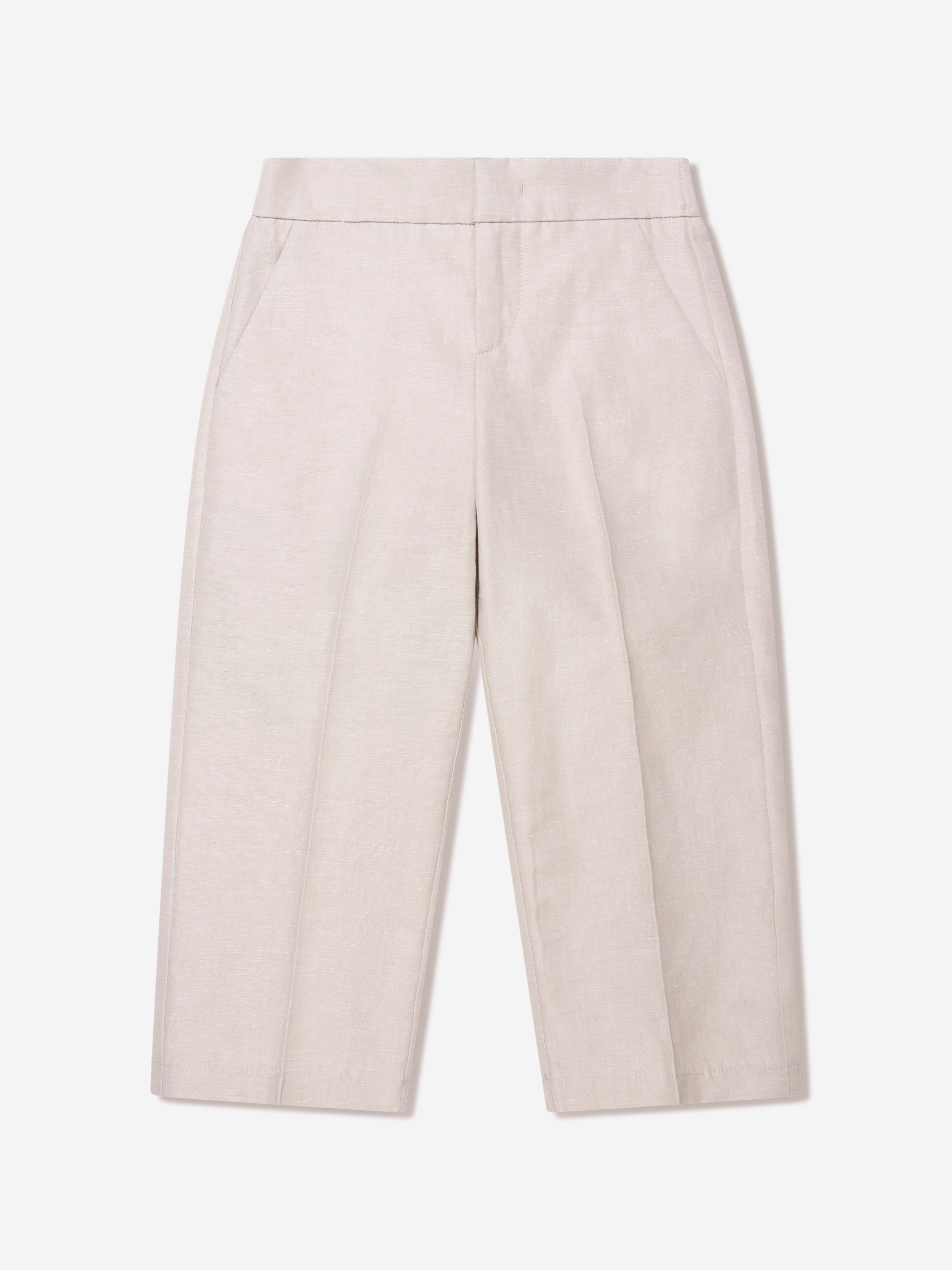 Boys Cotton And Linen Trousers in Beige