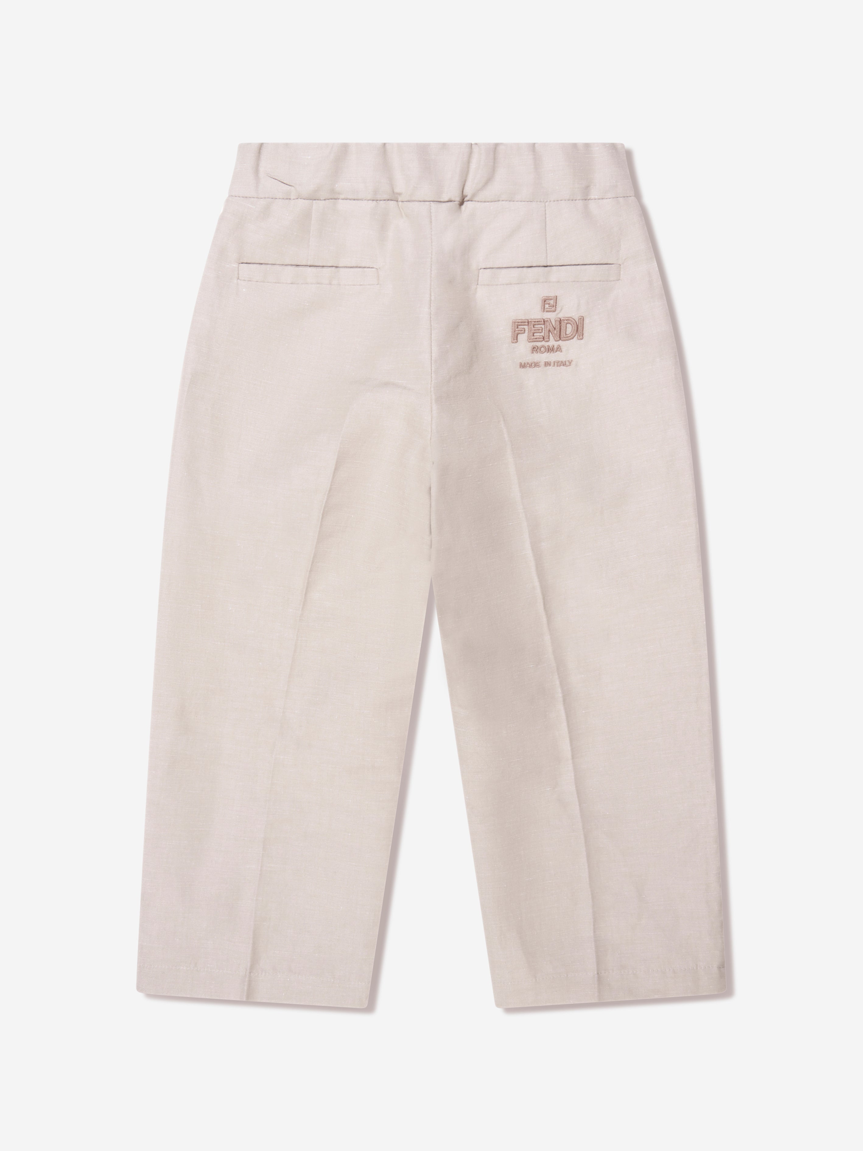Boys Cotton And Linen Trousers in Beige