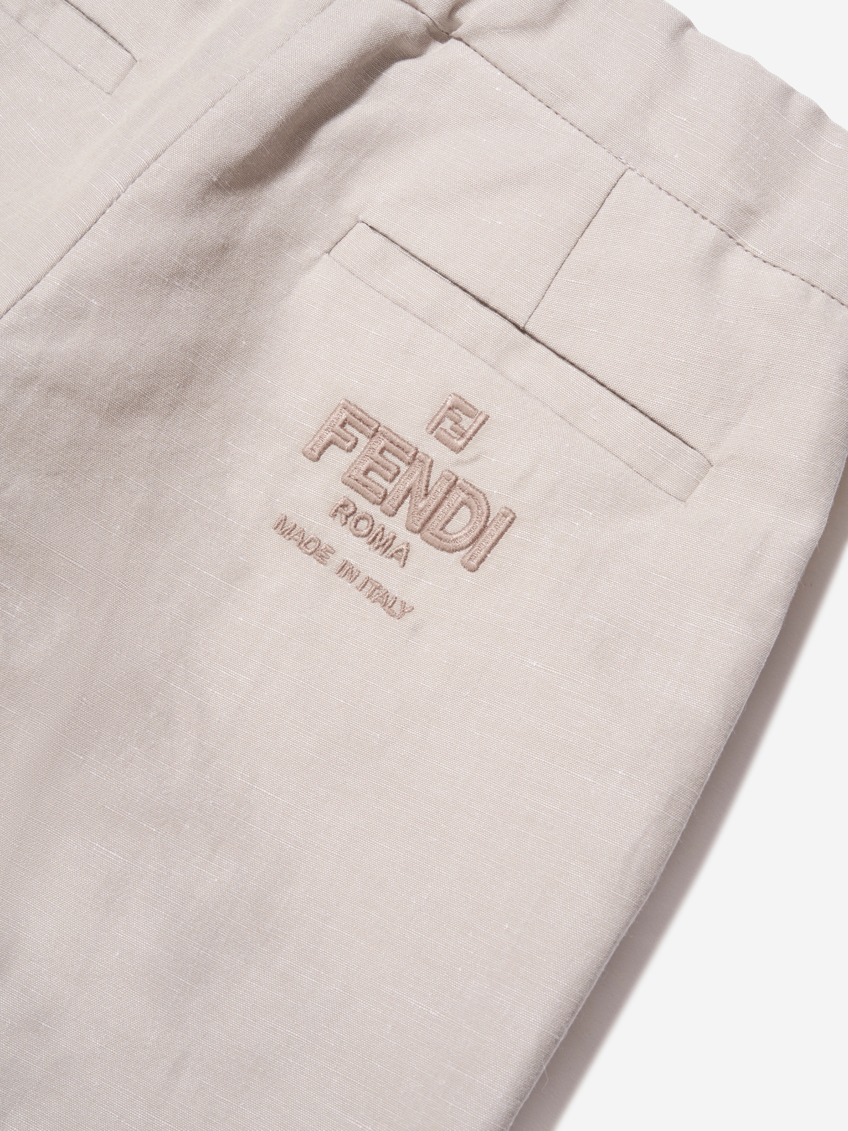 Boys Cotton And Linen Trousers in Beige