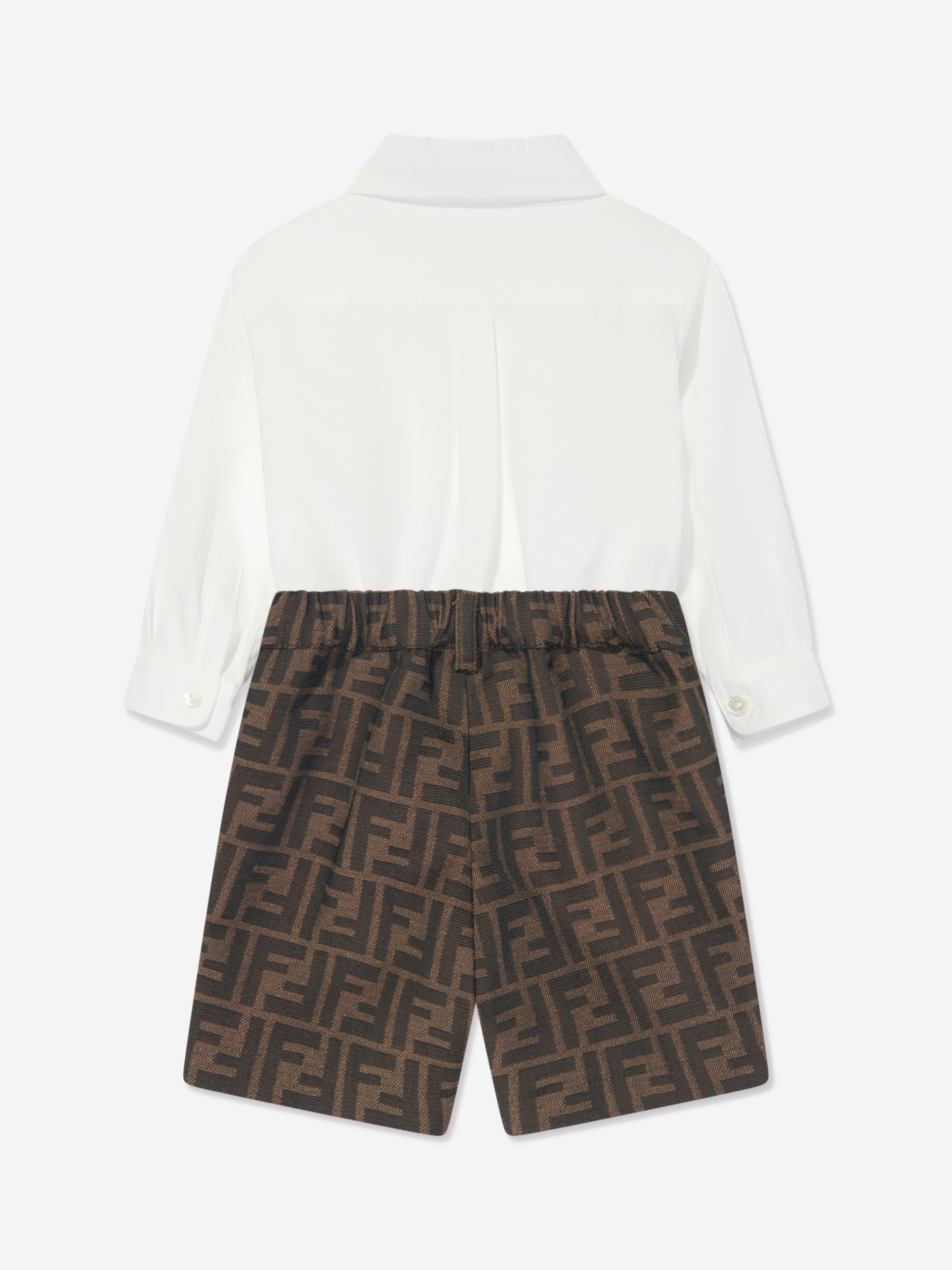 Baby Boys FF Logo Romper in Brown