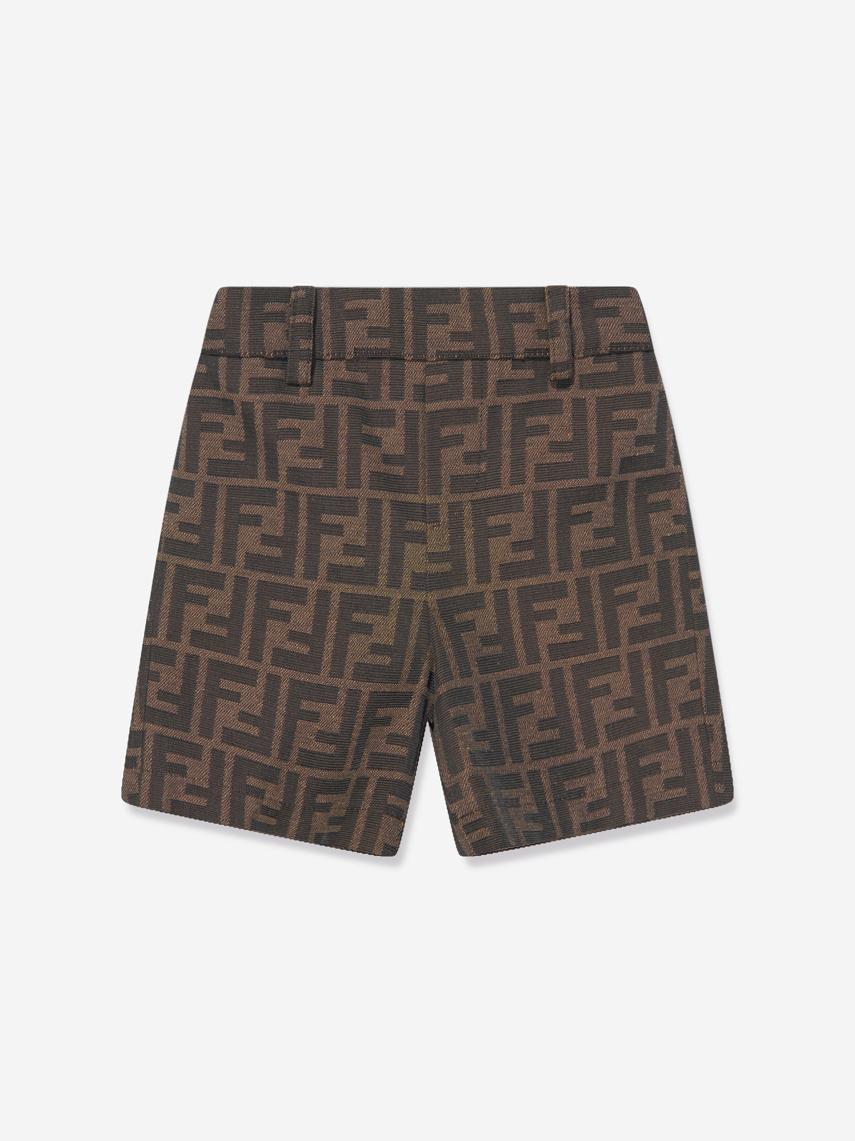 Baby Boys FF Logo Romper in Brown