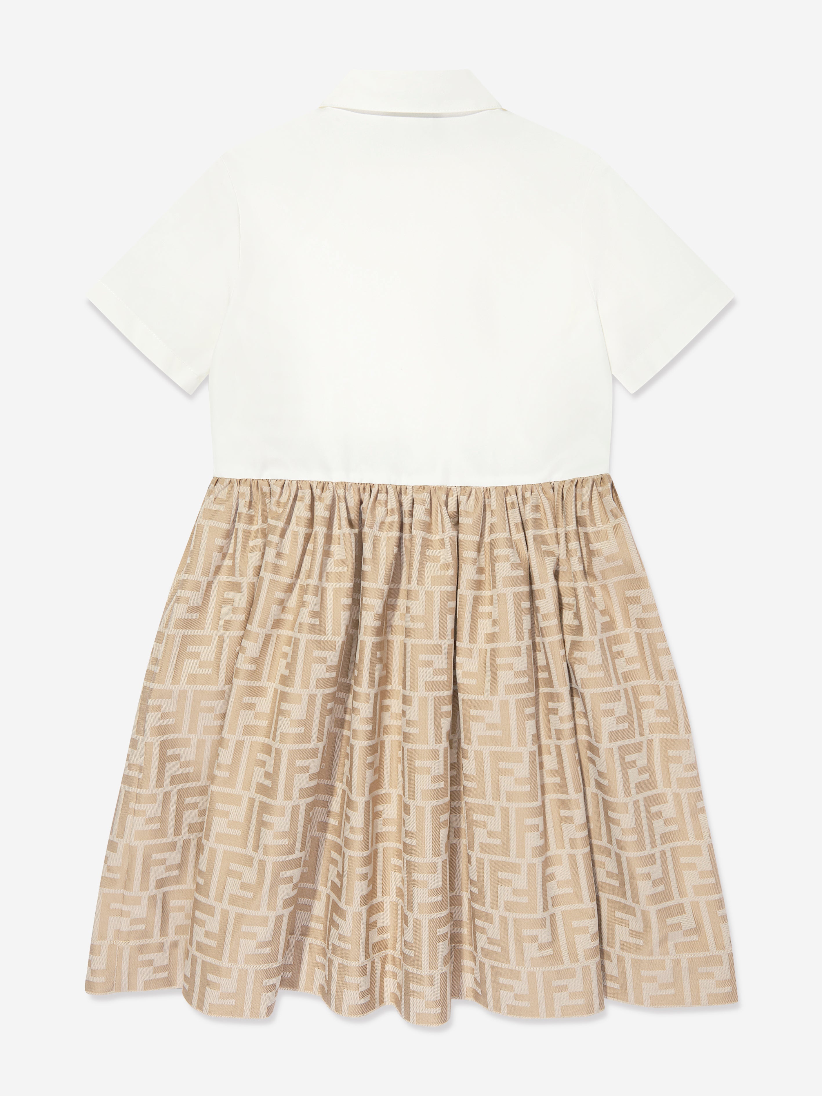Girls FF Jacquard Dress in Beige