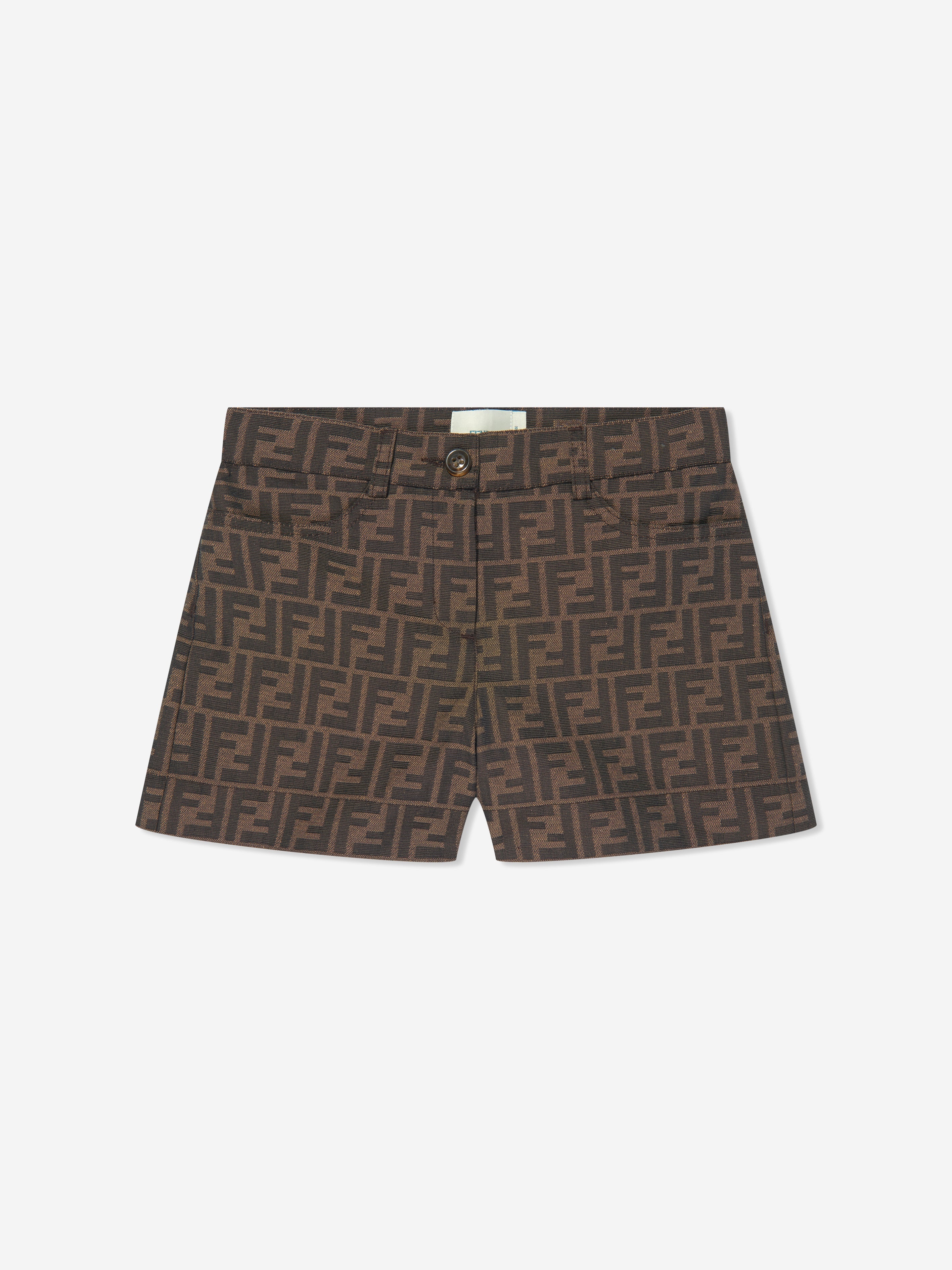 Girls FF Logo Shorts in Brown