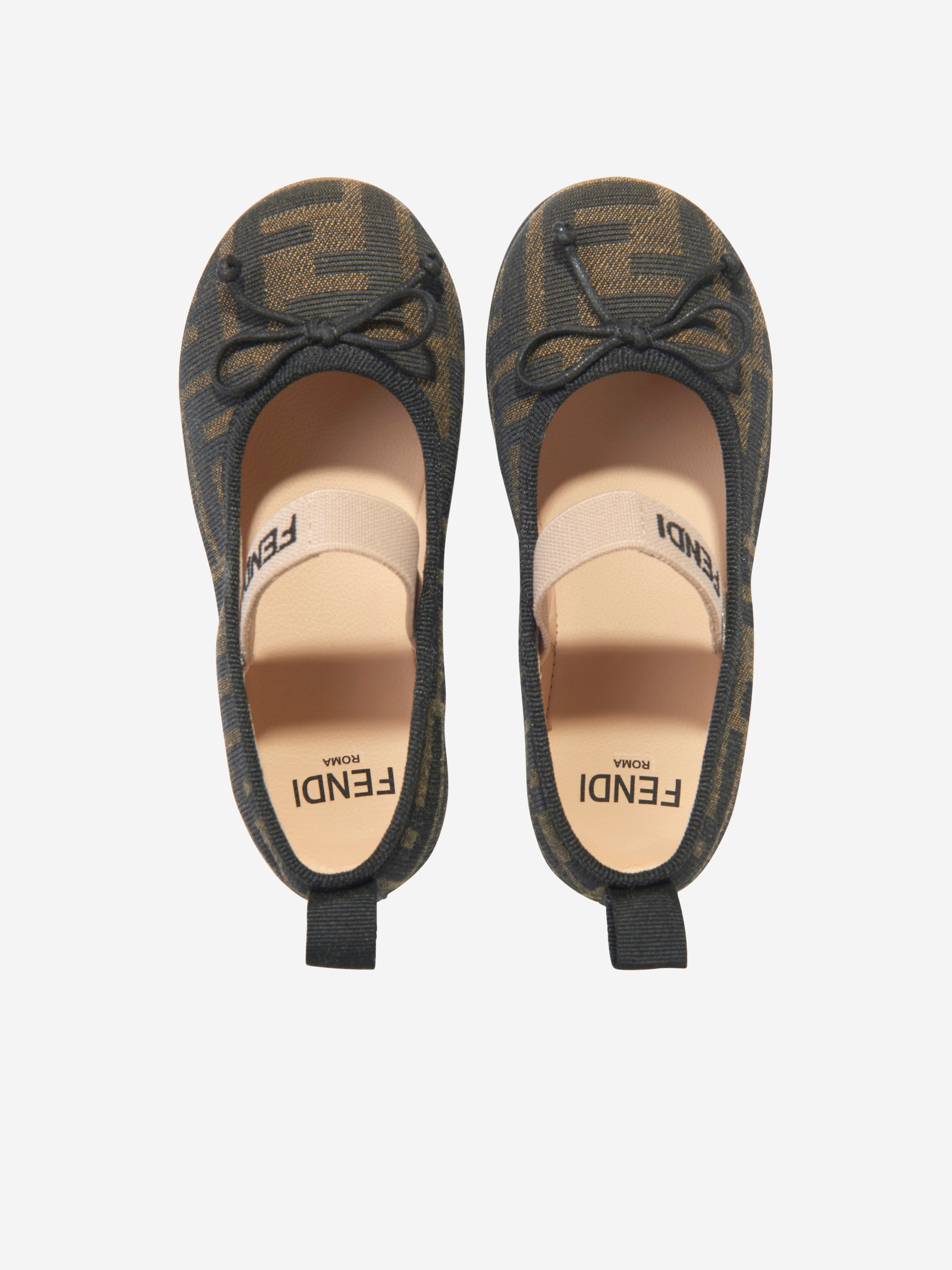 Girls FF Jacquard Ballerinas in Brown