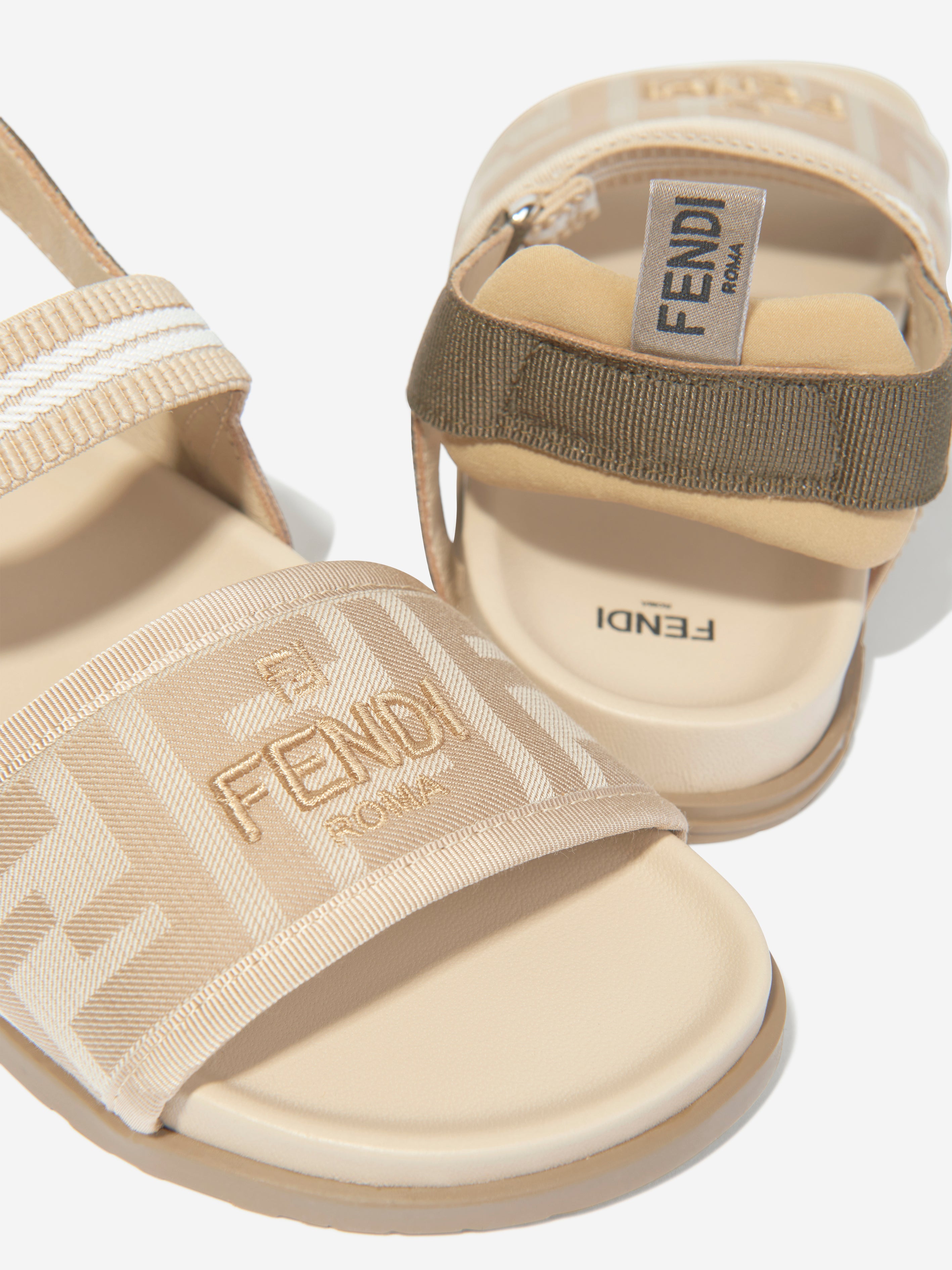 Girls FF Logo Sandals in Beige