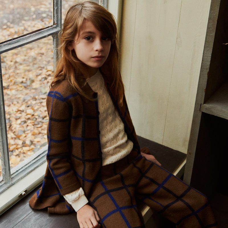 Boys & Girls Camel Check Wool Coat