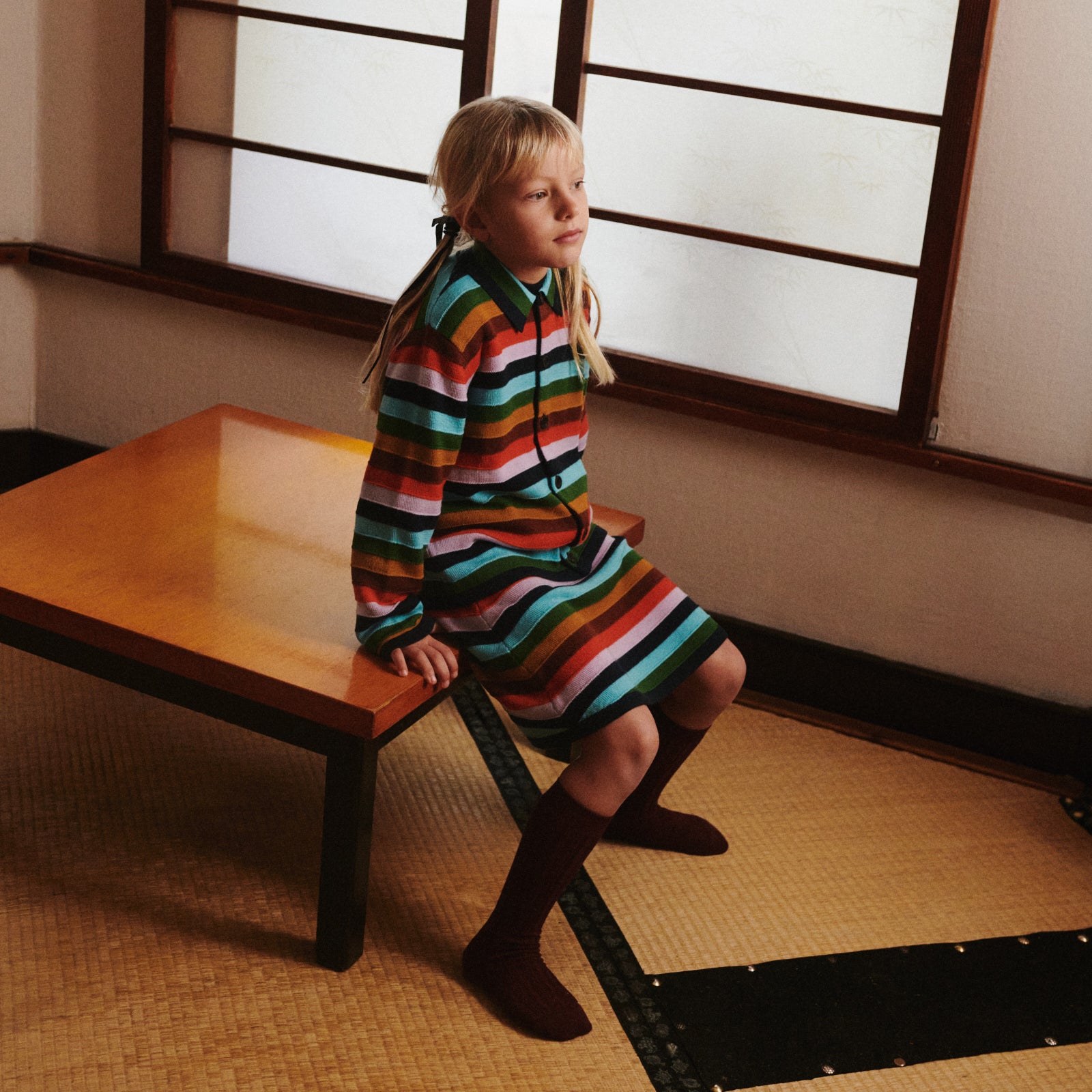 Boys & Girls Multicolor Stripes Wool Jacket