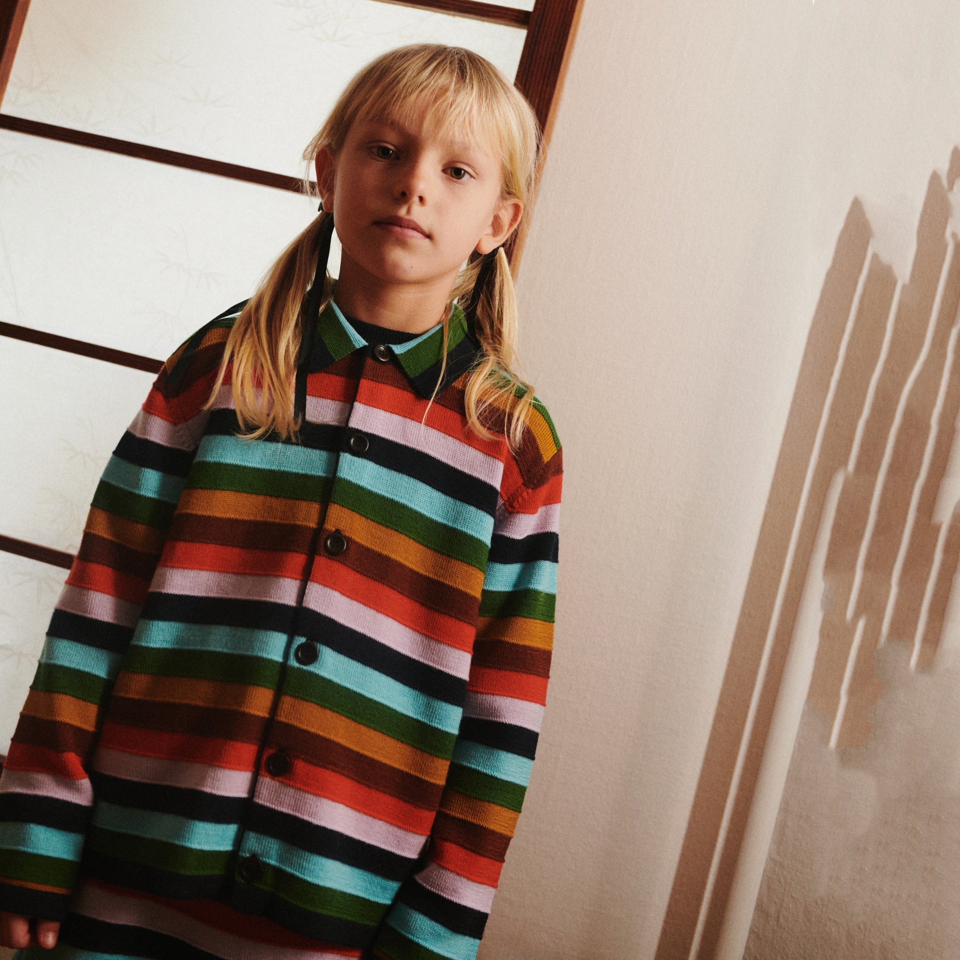 Boys & Girls Multicolor Stripes Wool Jacket