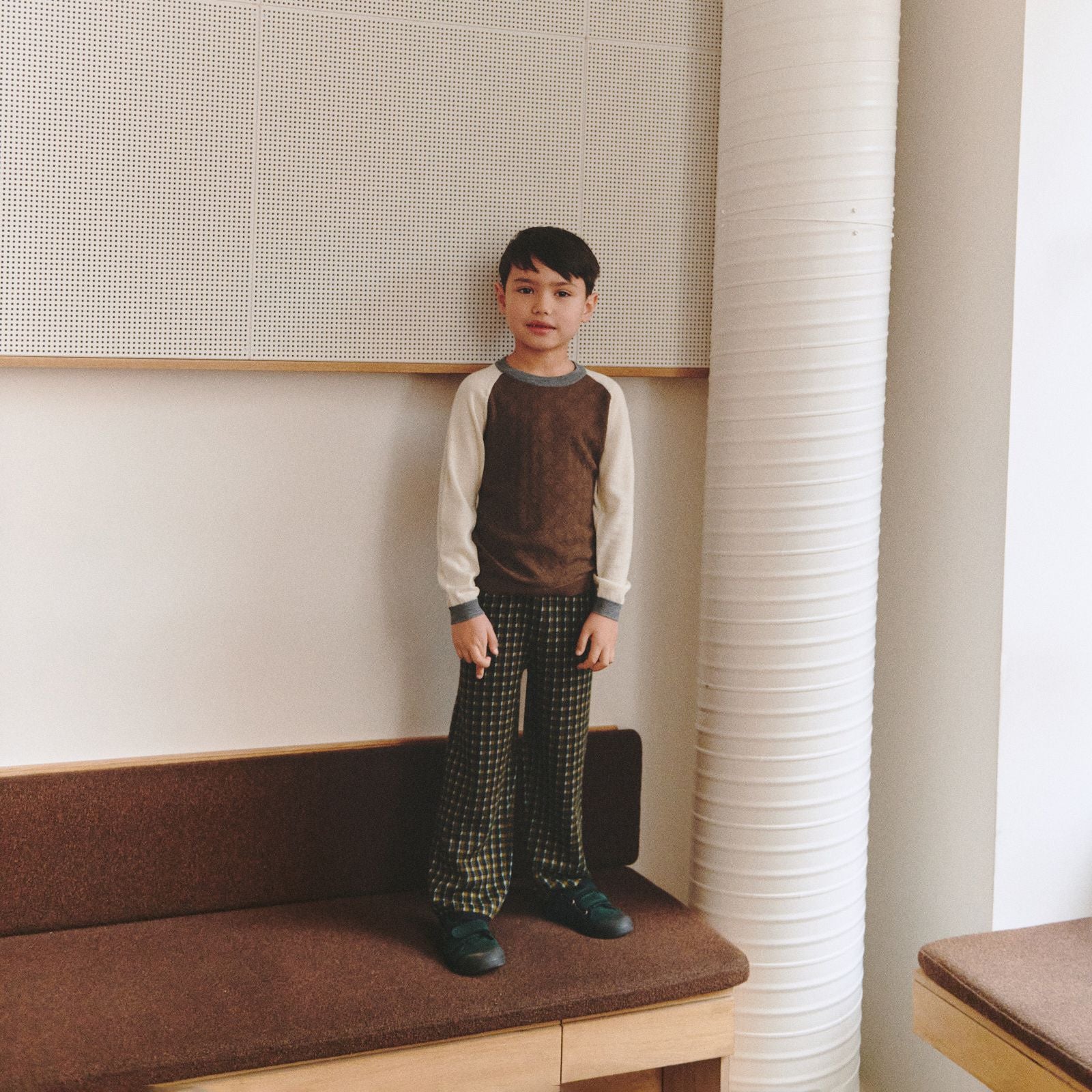Boys & Girls Dark Navy Check Wool Trousers
