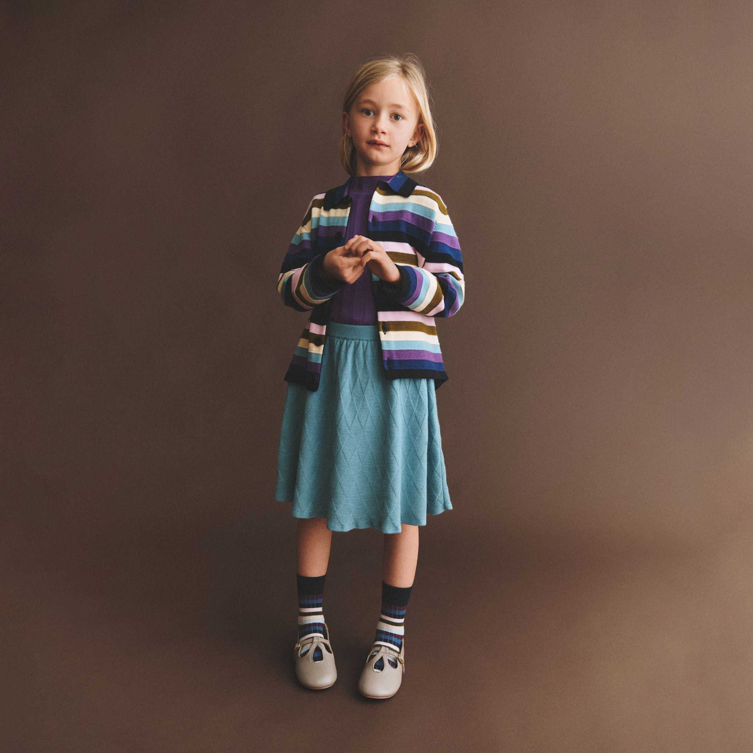 Boys & Girls Multicolor Stripes Wool Jacket