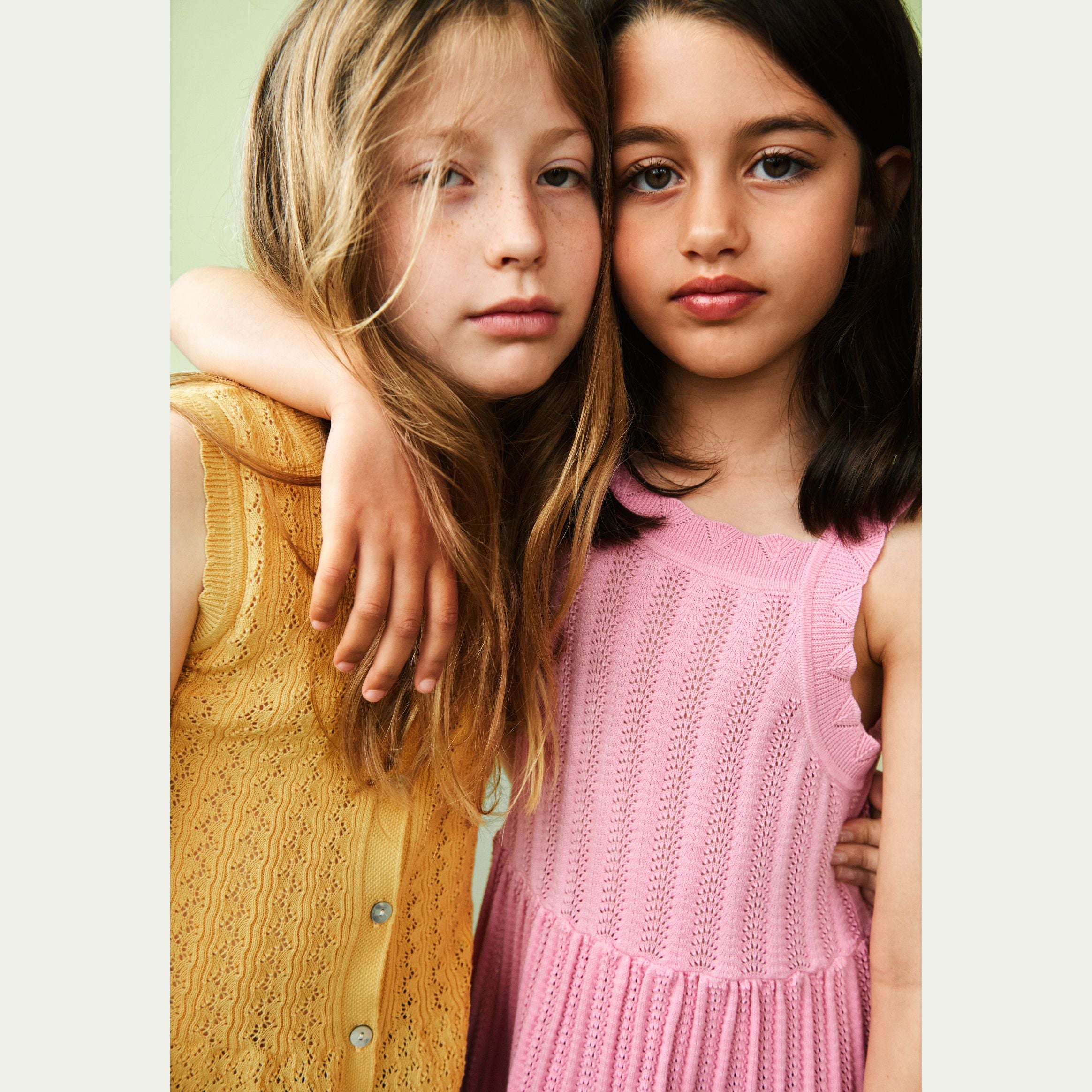 Girls Yellow Pointelle Cotton Vest