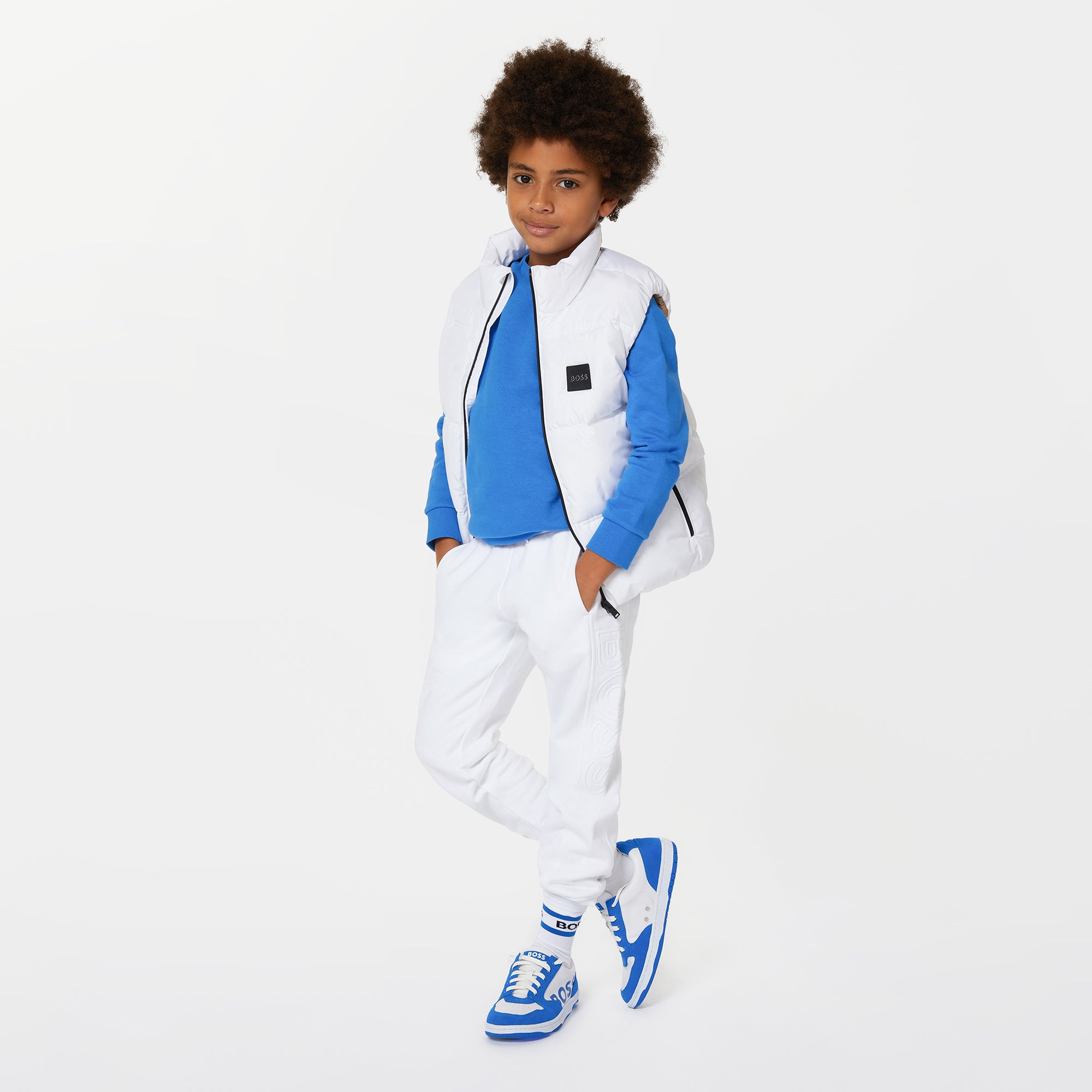 Boys White Padded Gilet