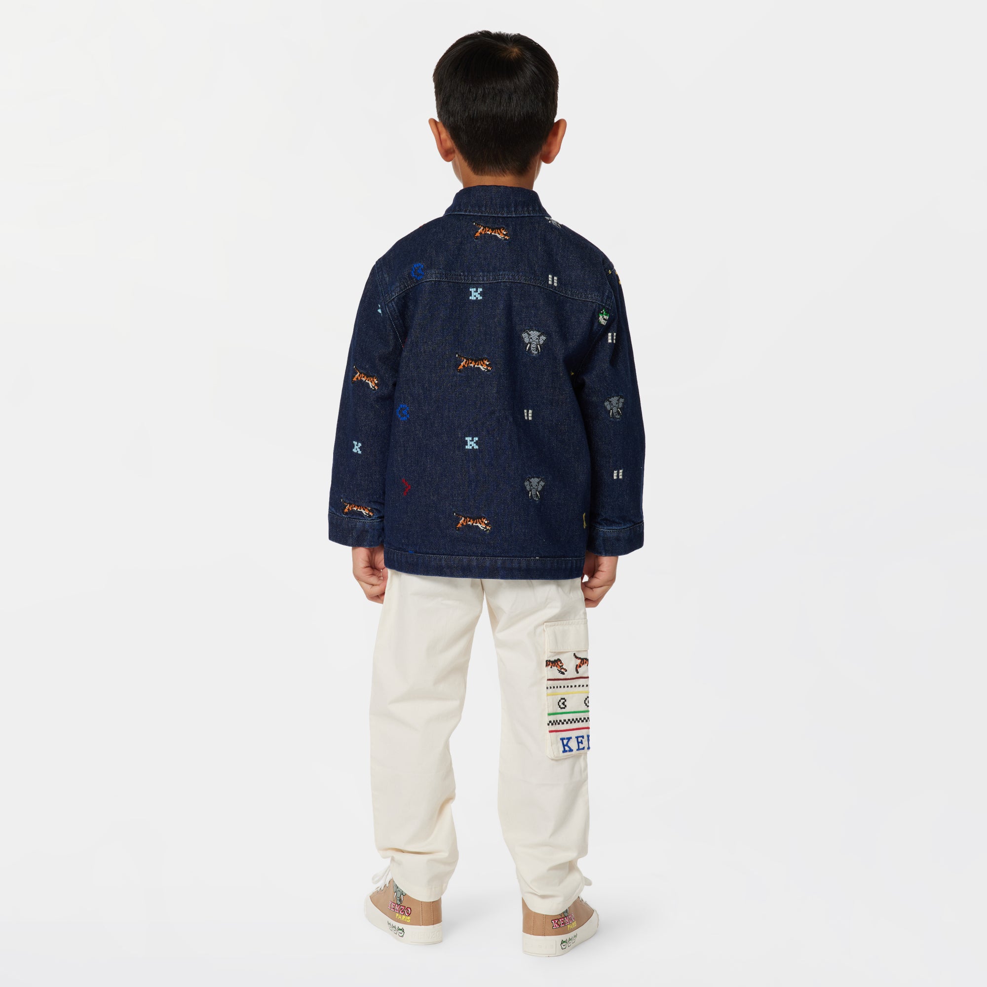Boys Black Embroidered Denim Jacket