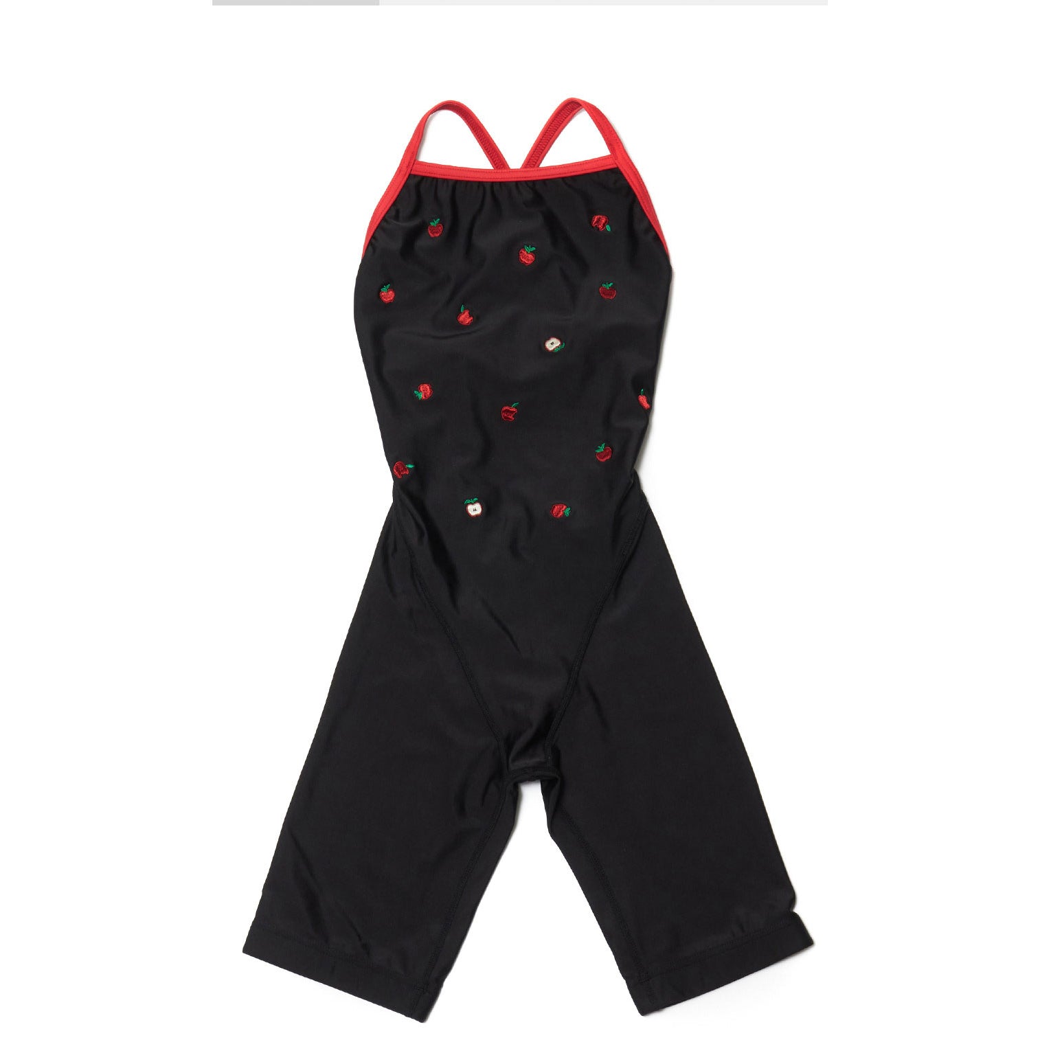 Girls Black Cropped Professional Swimsuit
