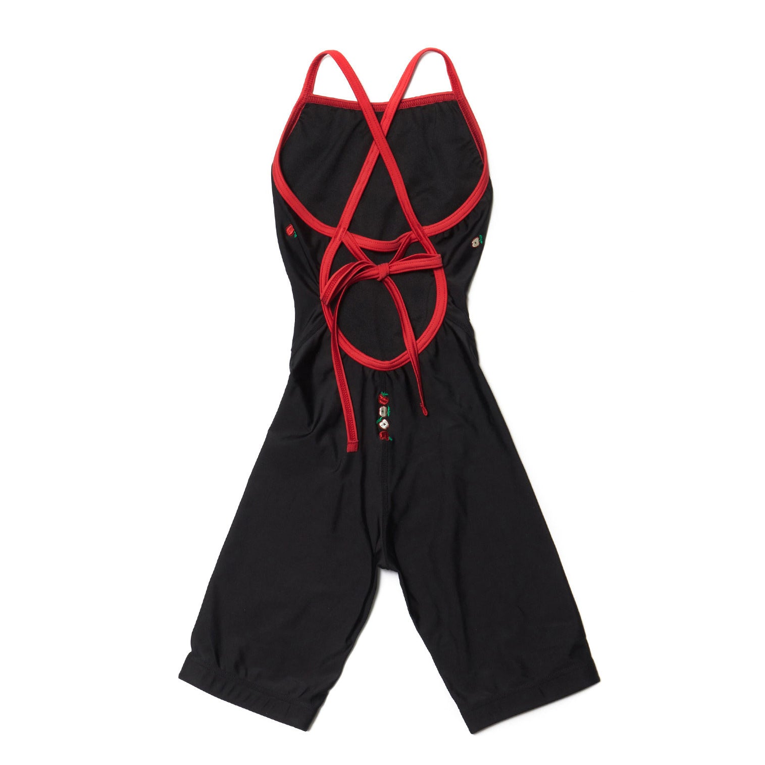 Girls Black Cropped Professional Swimsuit