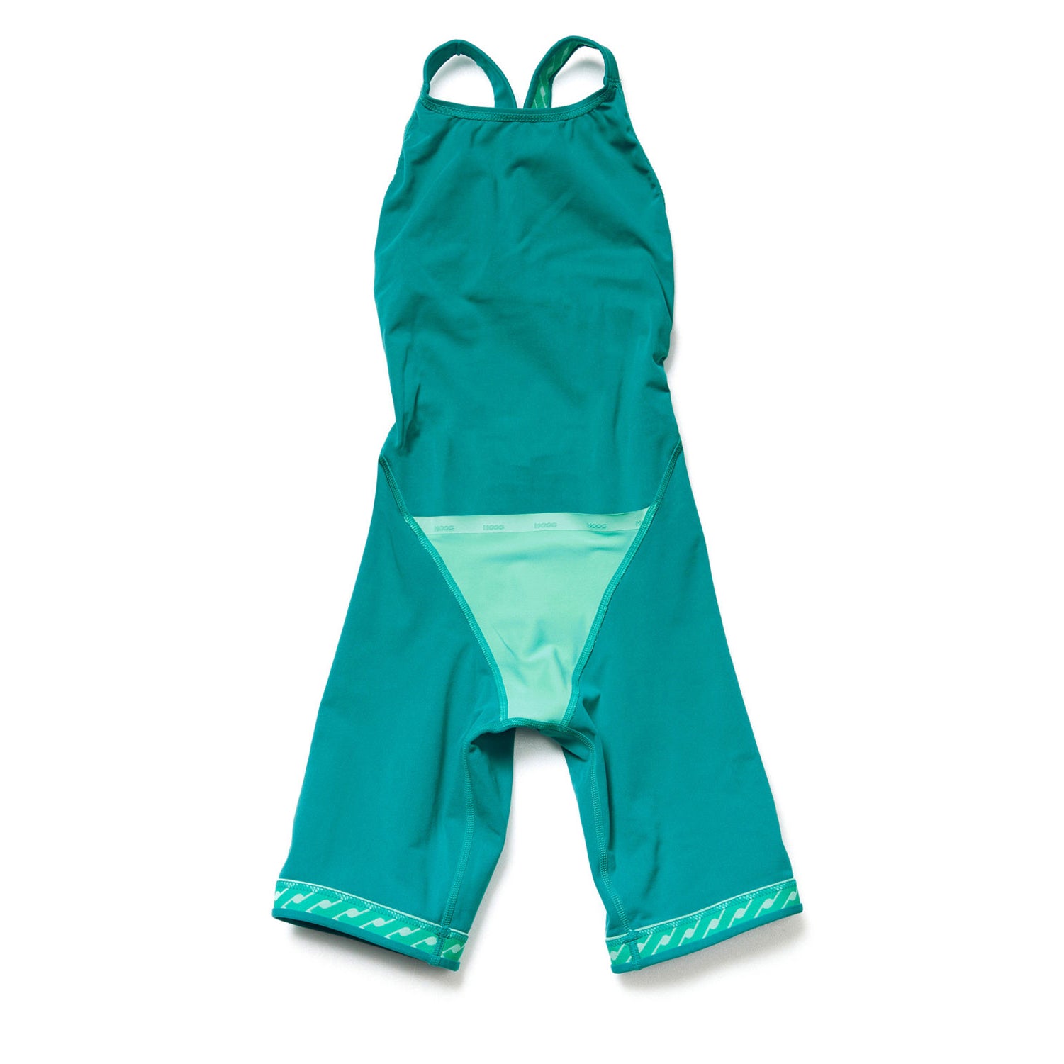 Girls Peacock Green Cropped Professional Swimsuit
