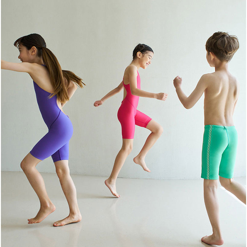 Girls Purple Cropped Professional Swimsuit