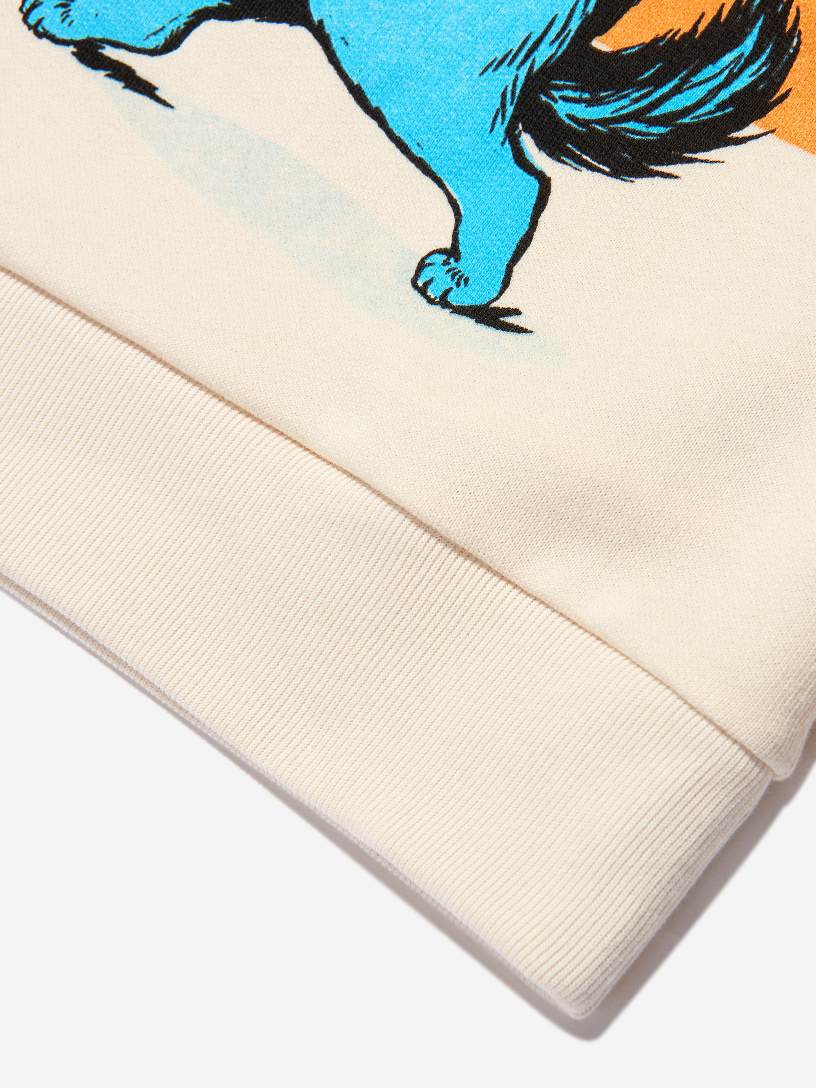 Kids Cat Print Sweatshirt in Cream