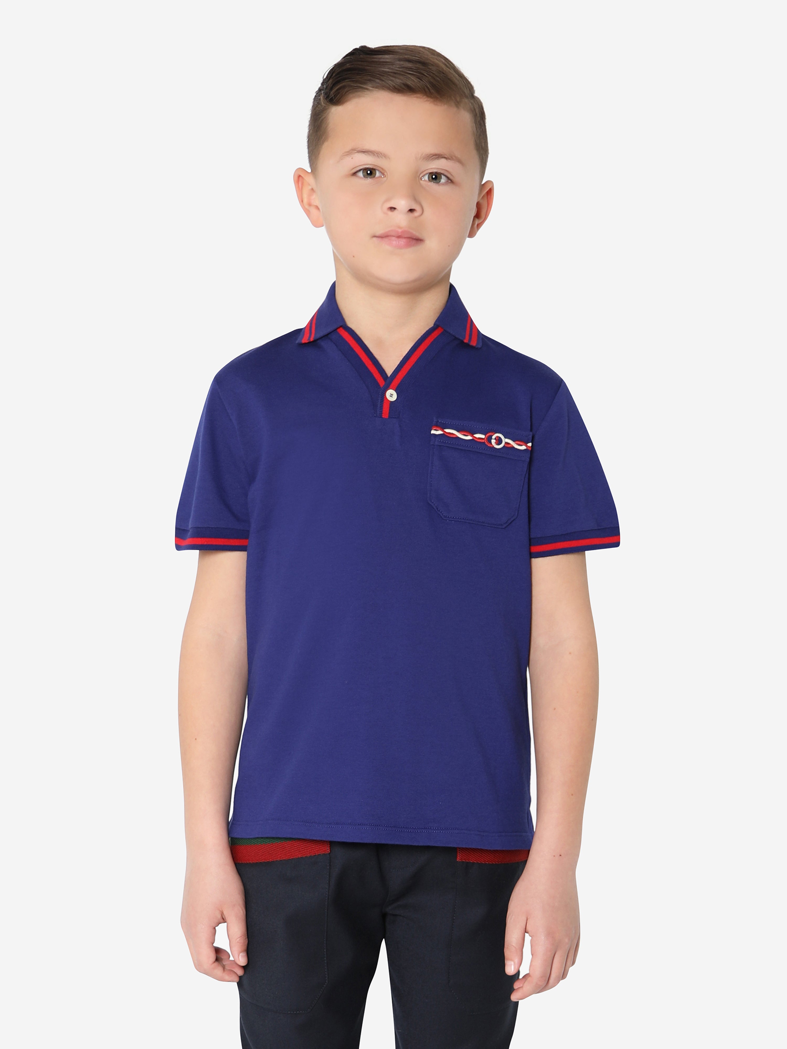 Boys Pocket Polo Shirt in Navy