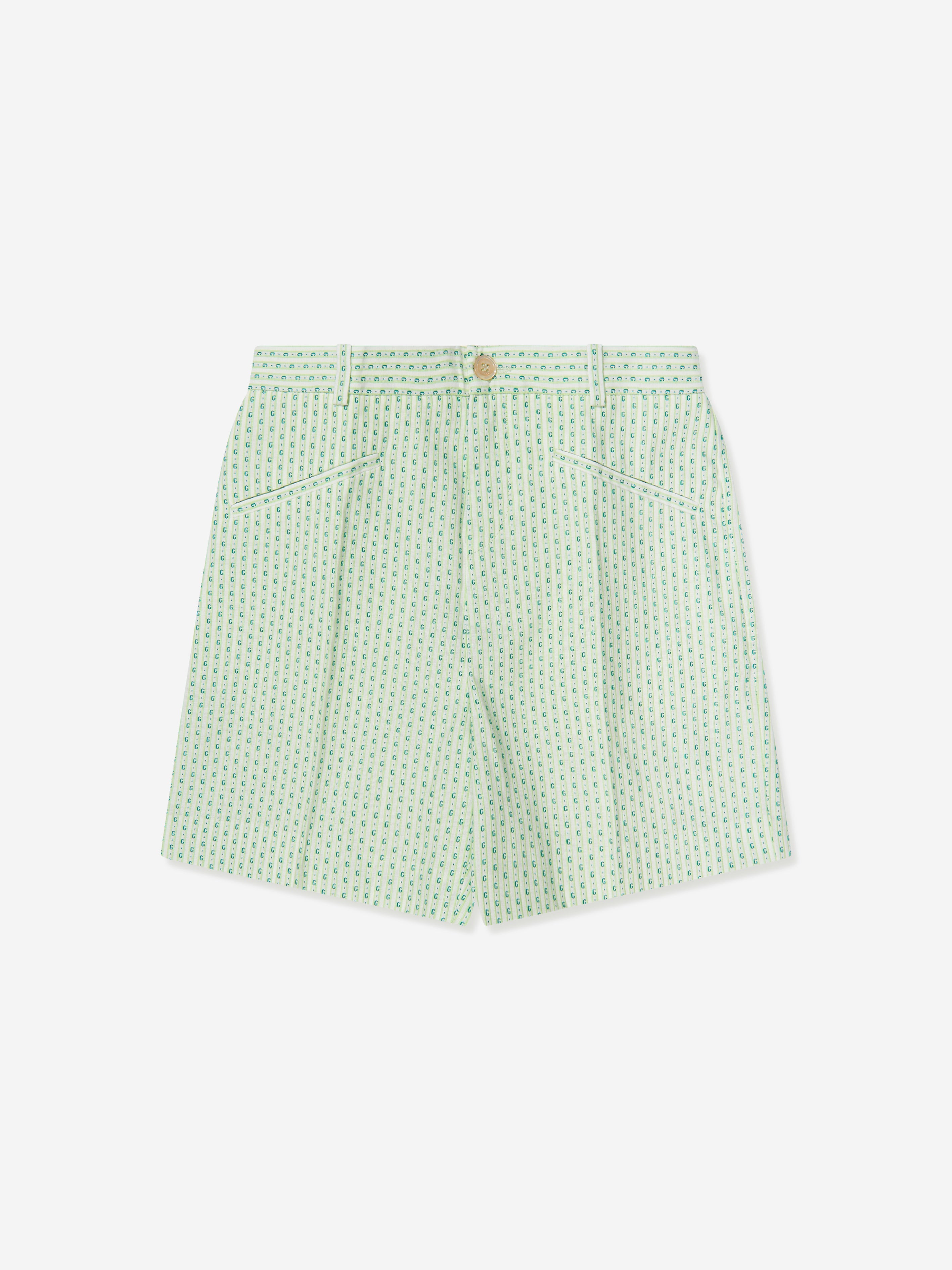 Boys Striped Bermuda Shorts in Green