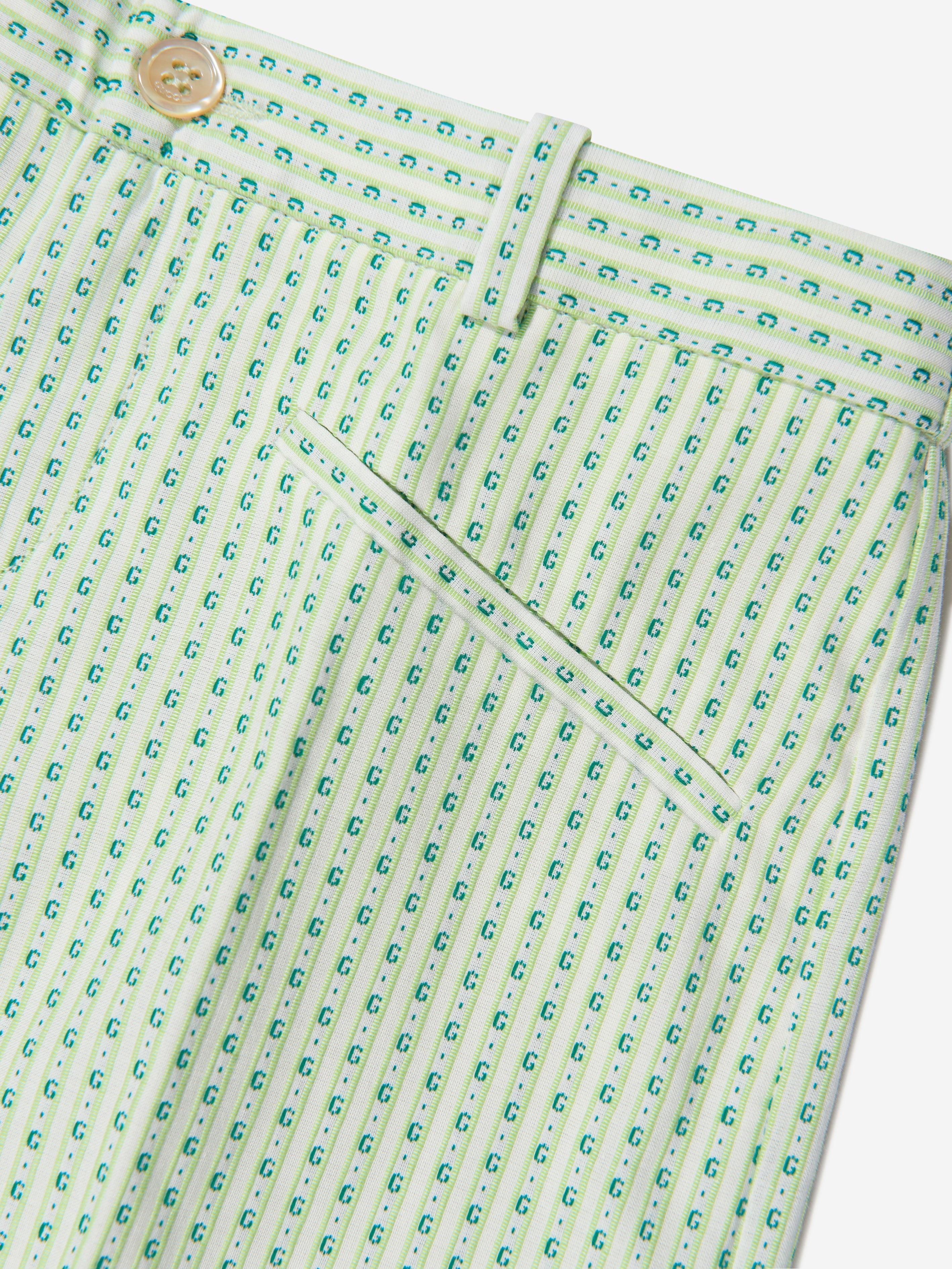 Boys Striped Bermuda Shorts in Green