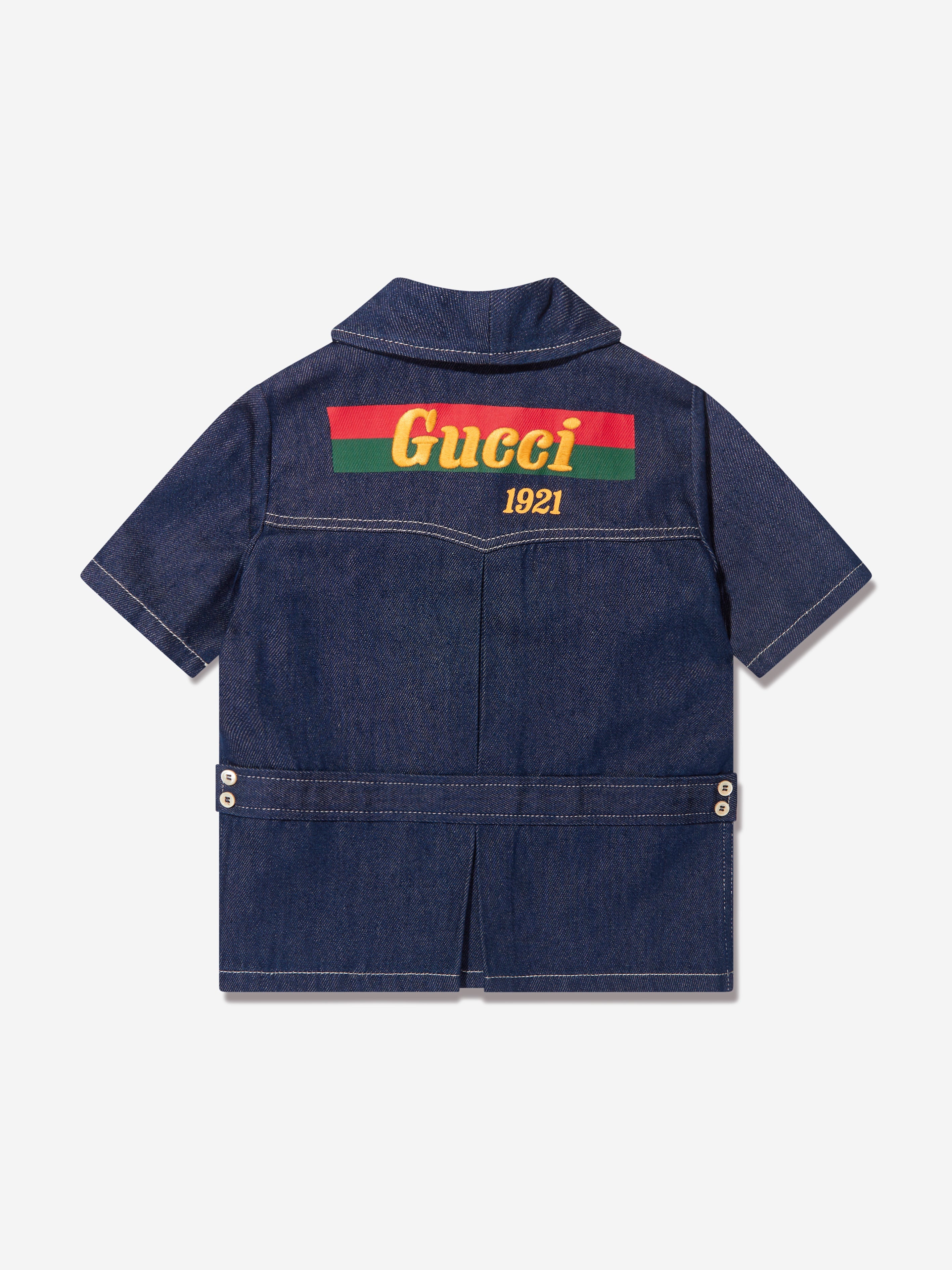 Kids Short Sleeve Denim Shirt in Blue