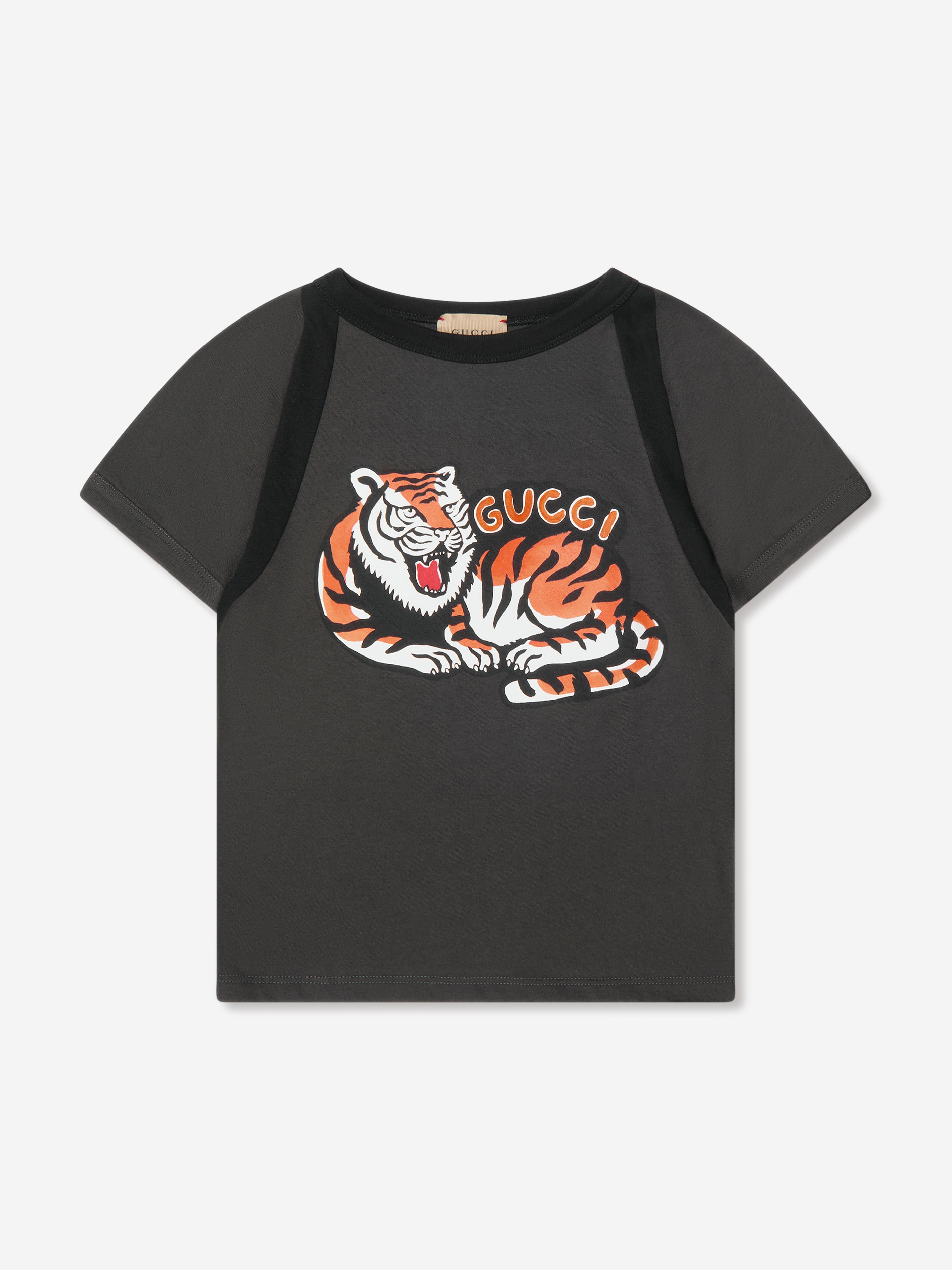 Boys Tiger Logo T-Shirt in Grey
