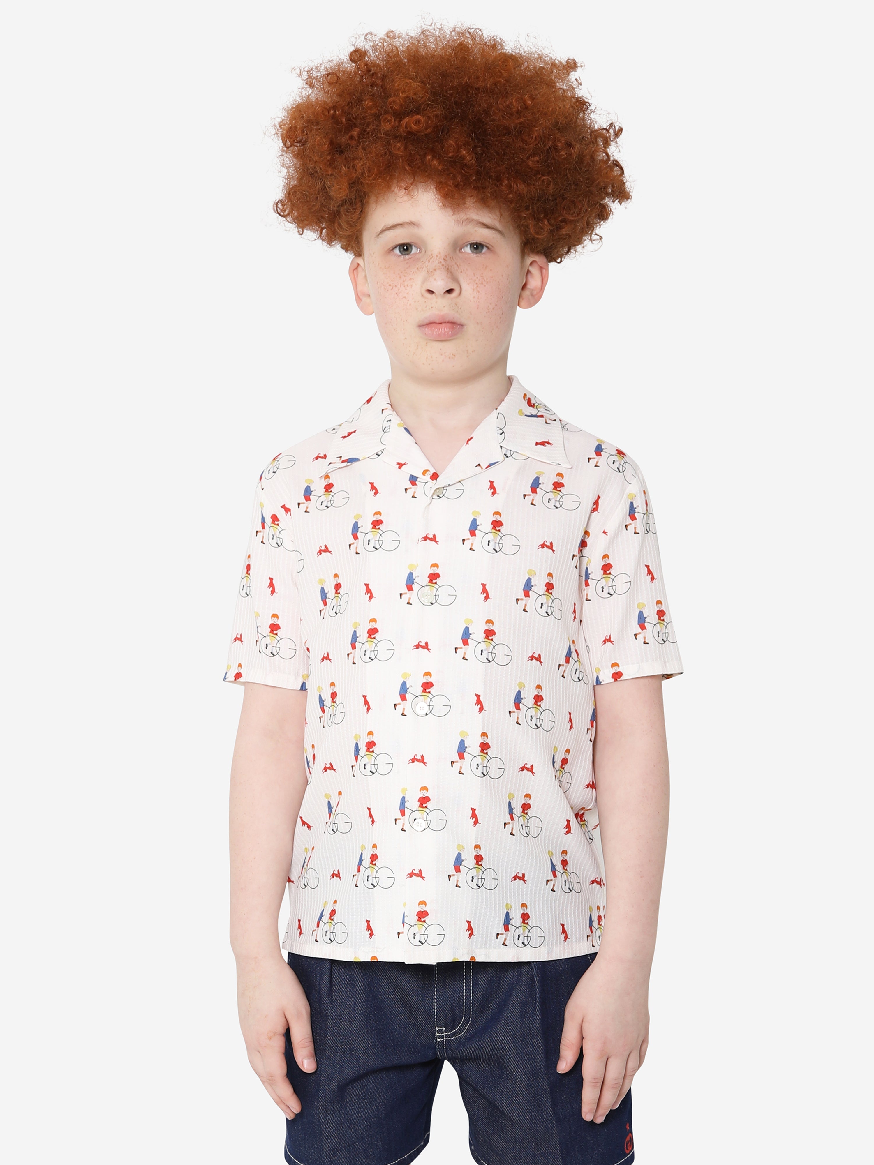Boys Short Sleeve Shirt in Ivory