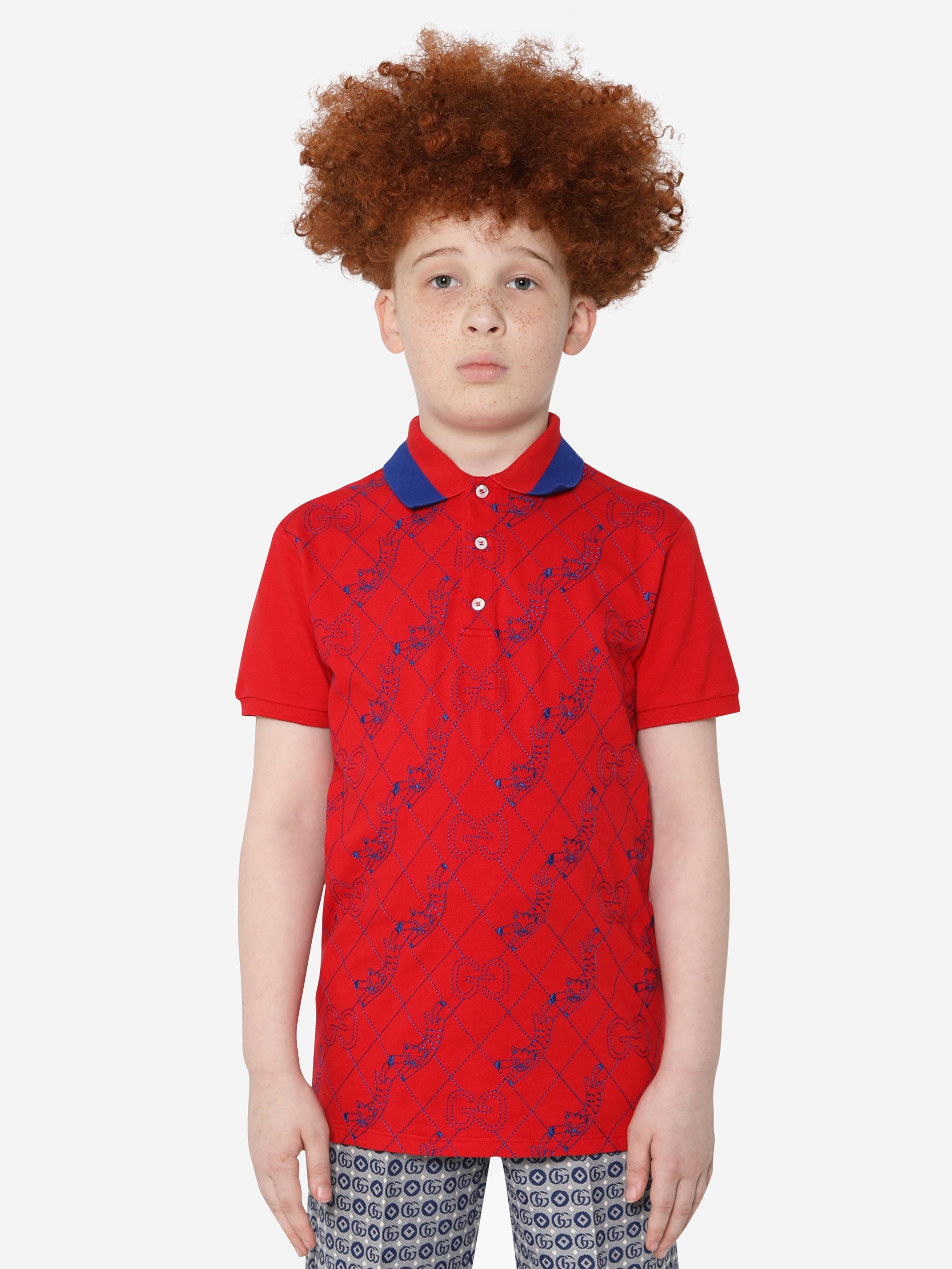 Boys Logo Polo Shirt in Red