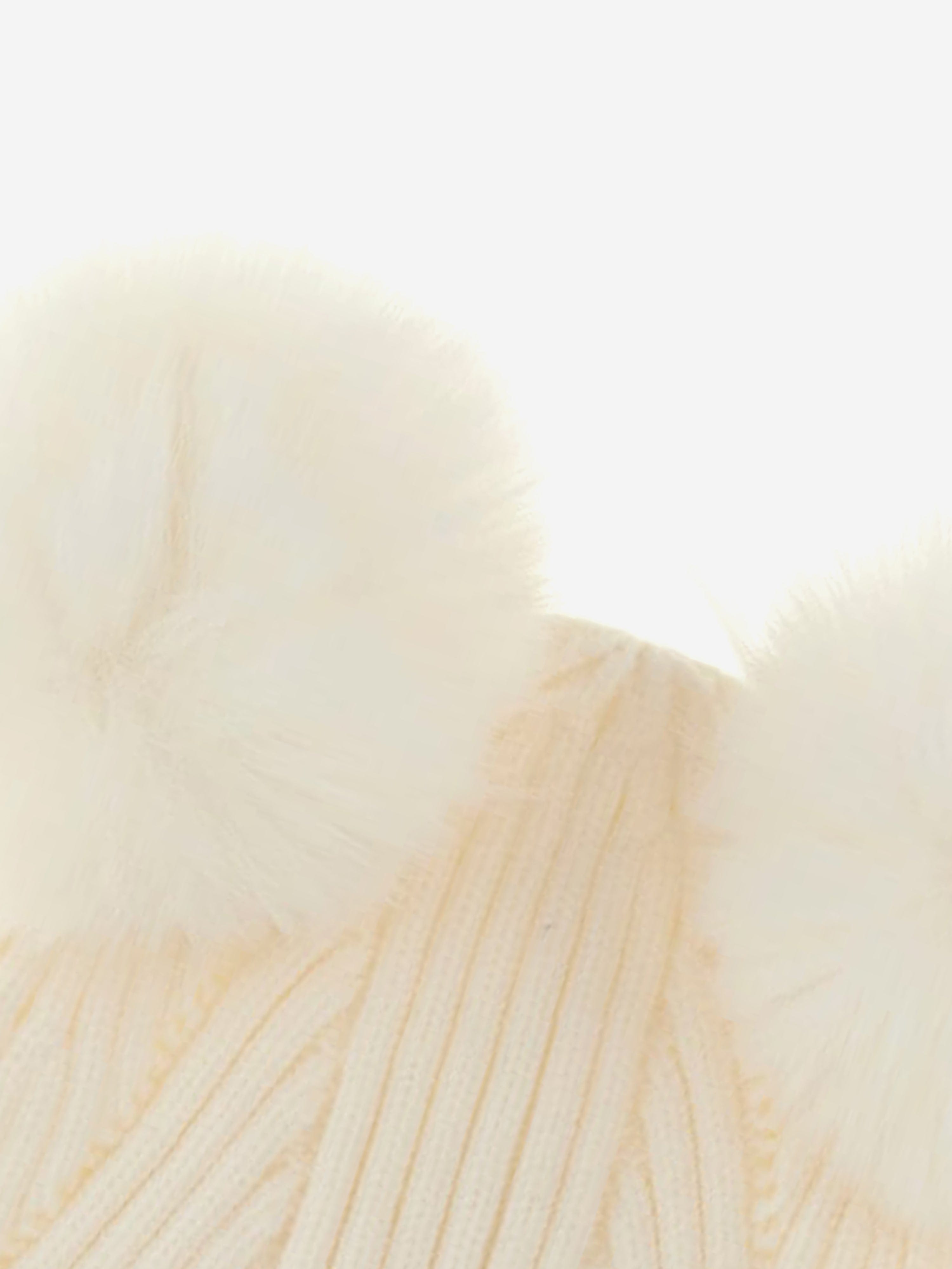 Girls Knitted Pom Pom Hat in Ivory