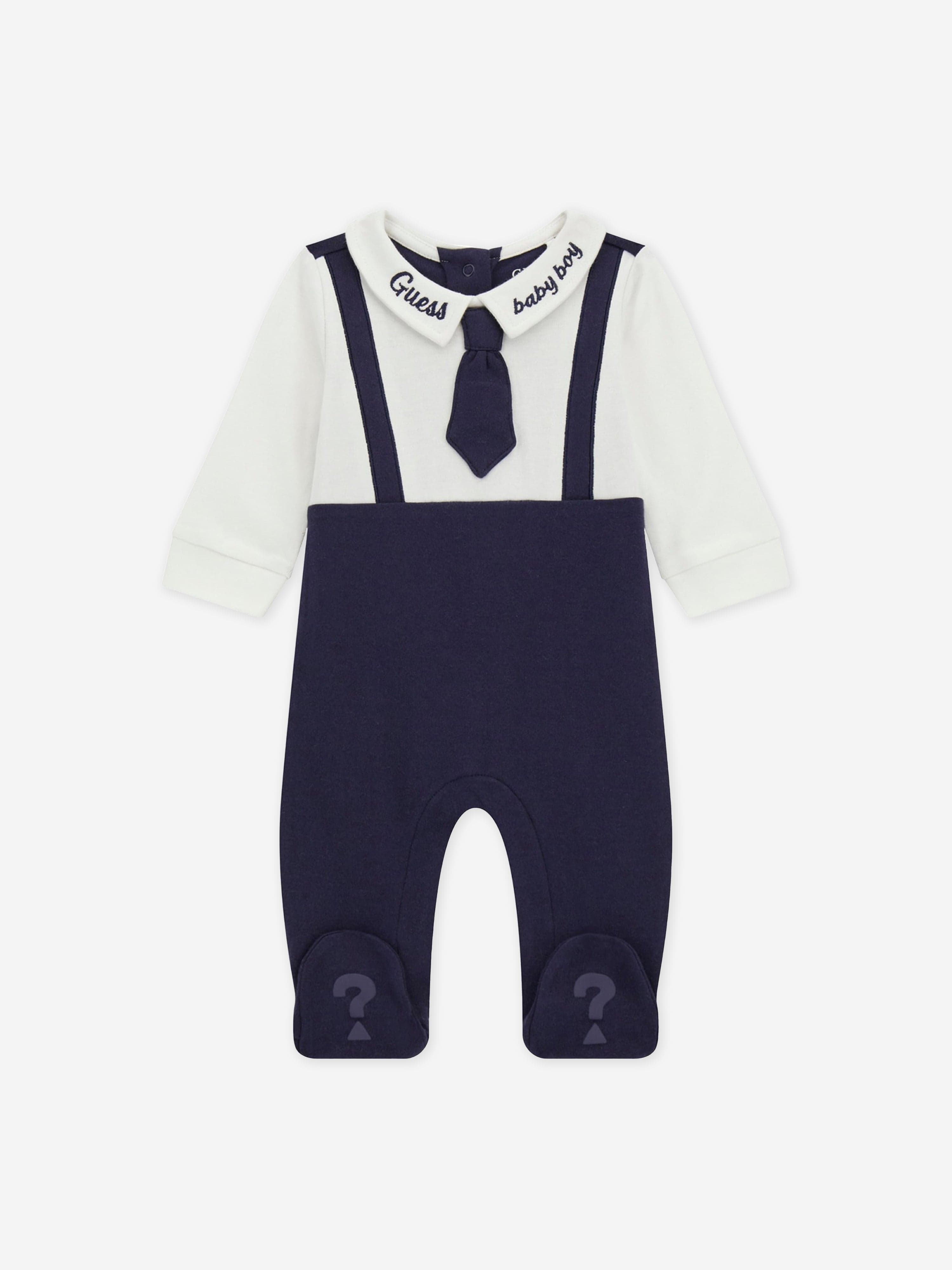 Baby Boys Tie Babygrow in Navy