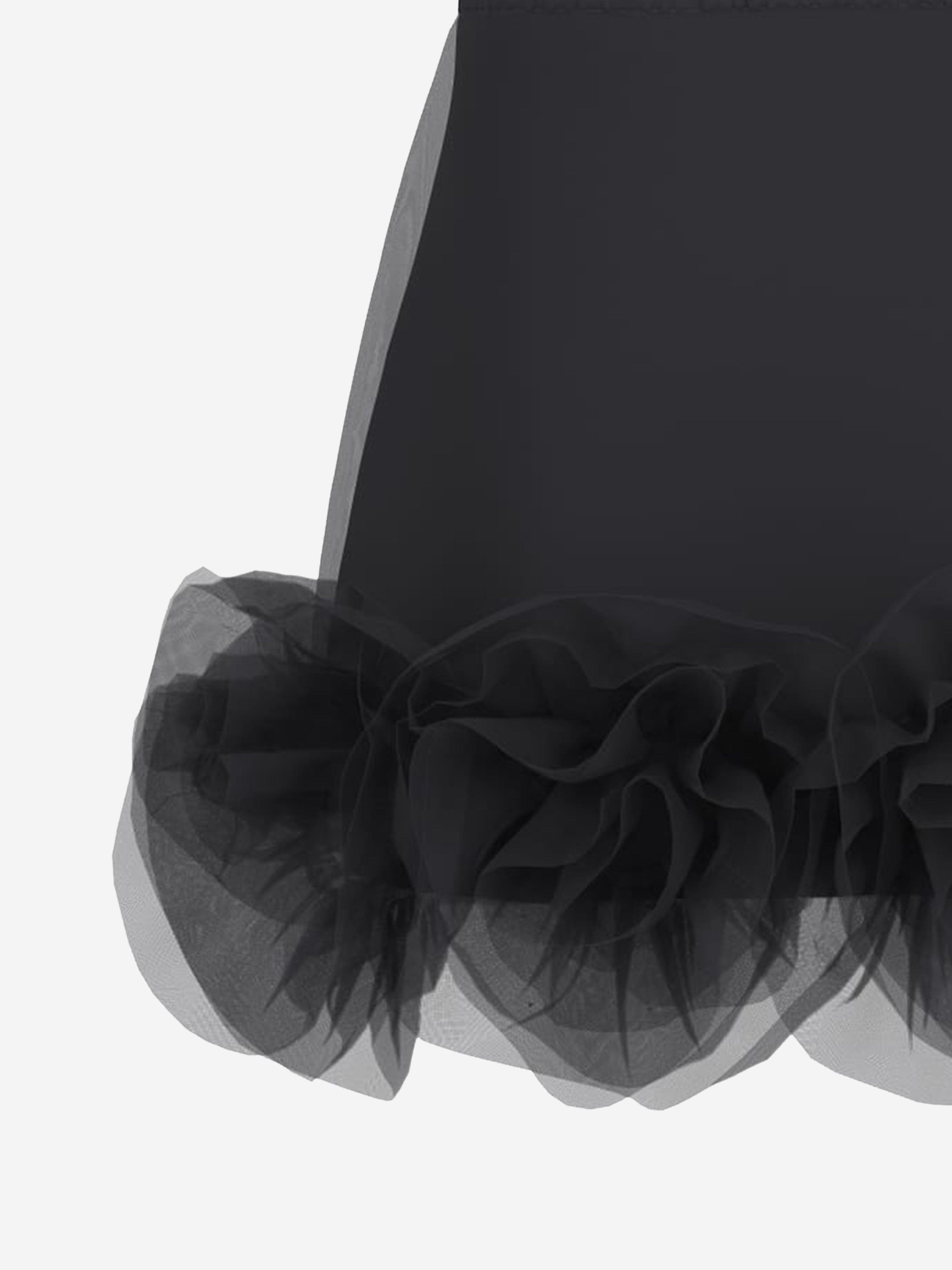 Girls Tulle Midi Skirt in Black
