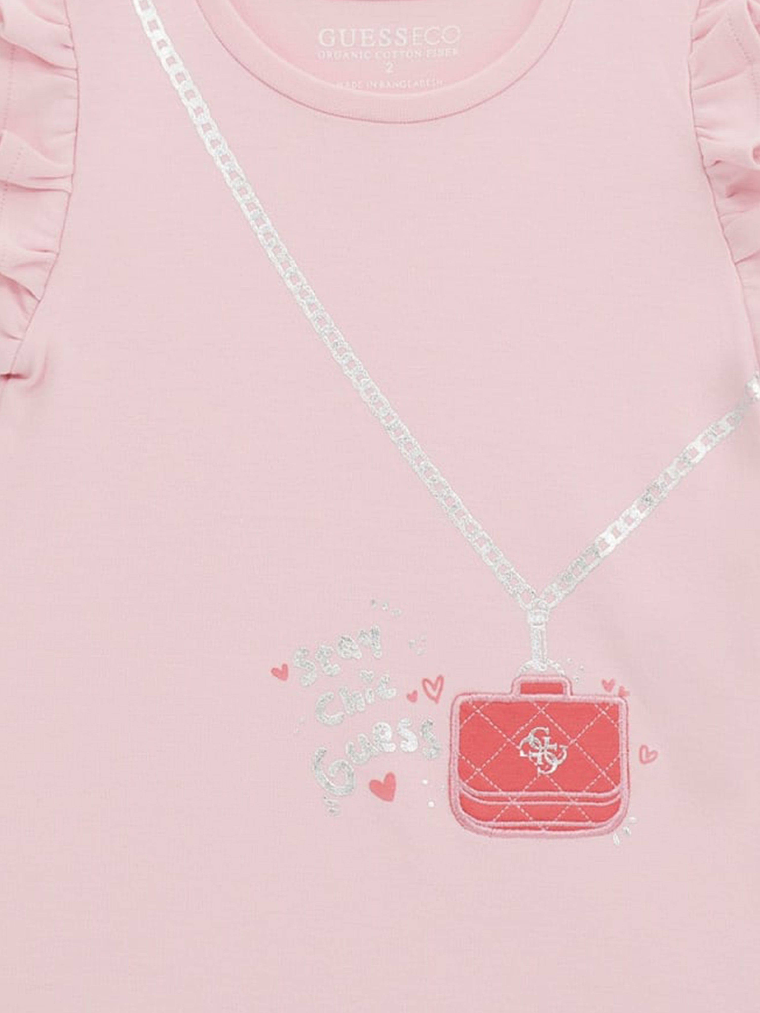 Girls Bag Print Dress in Pink