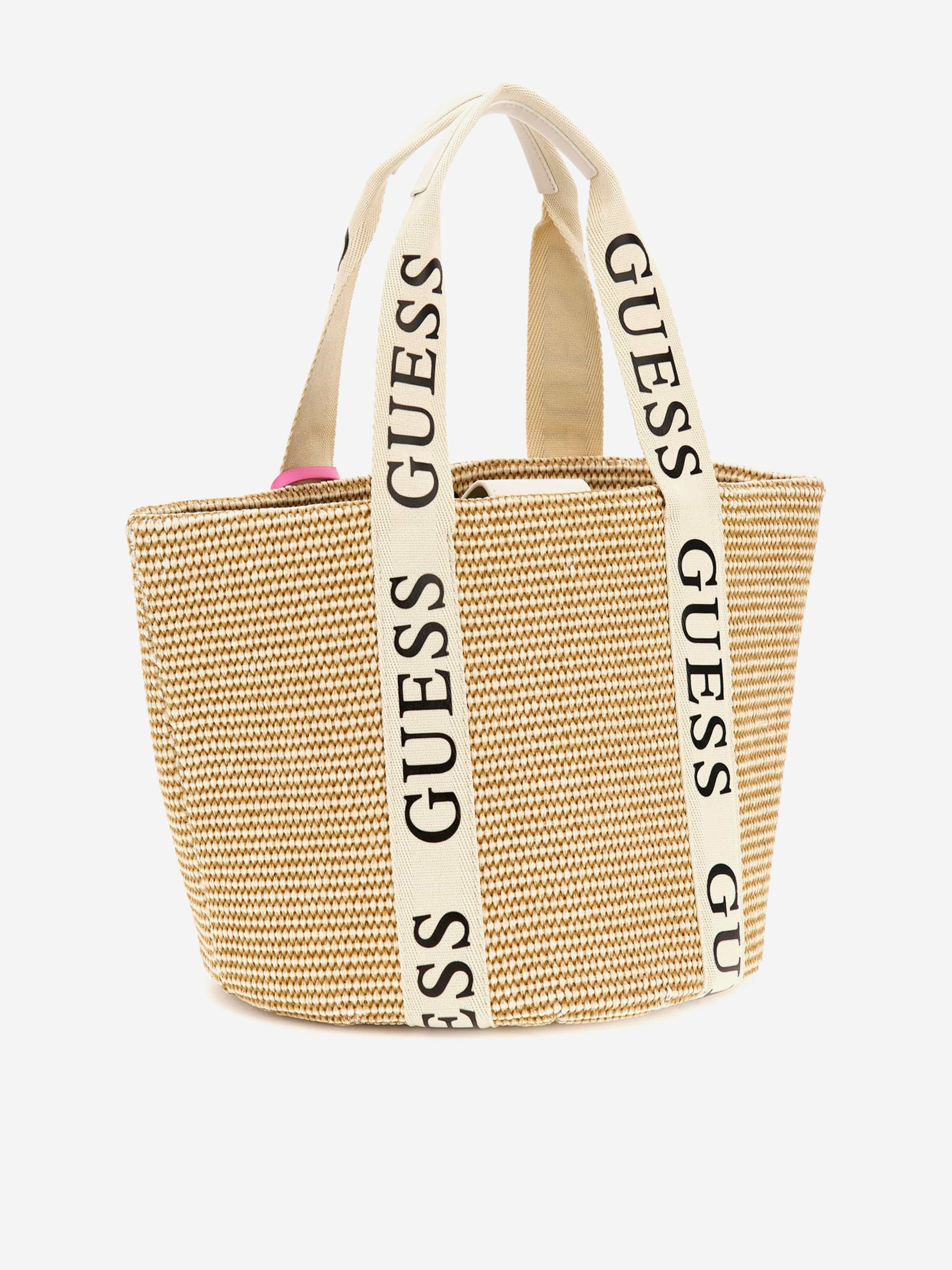 Girls Straw Tote Bag in Ivory