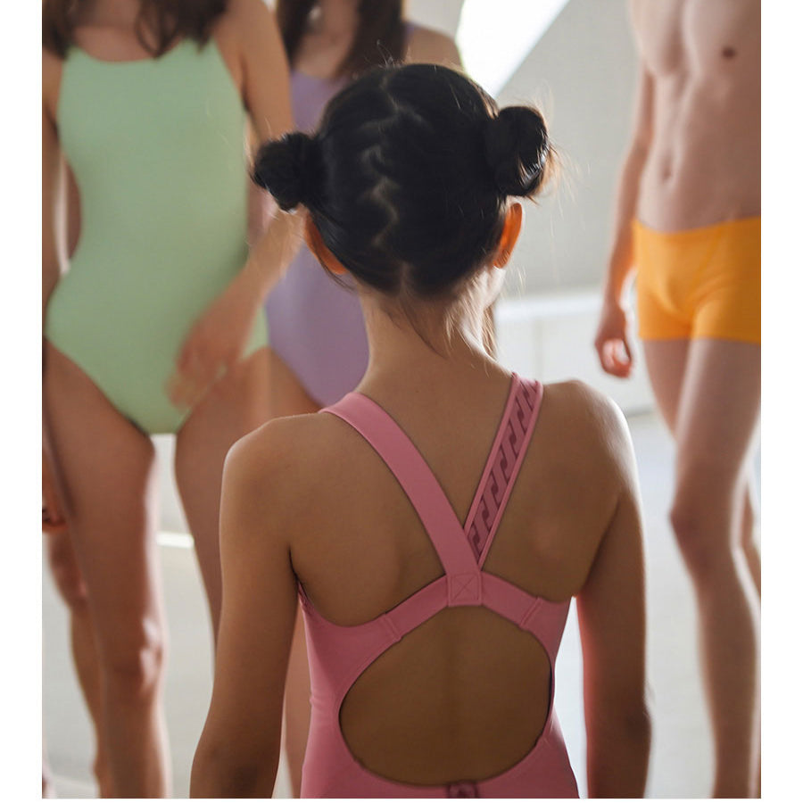 Girls Pink Professional Swimsuit