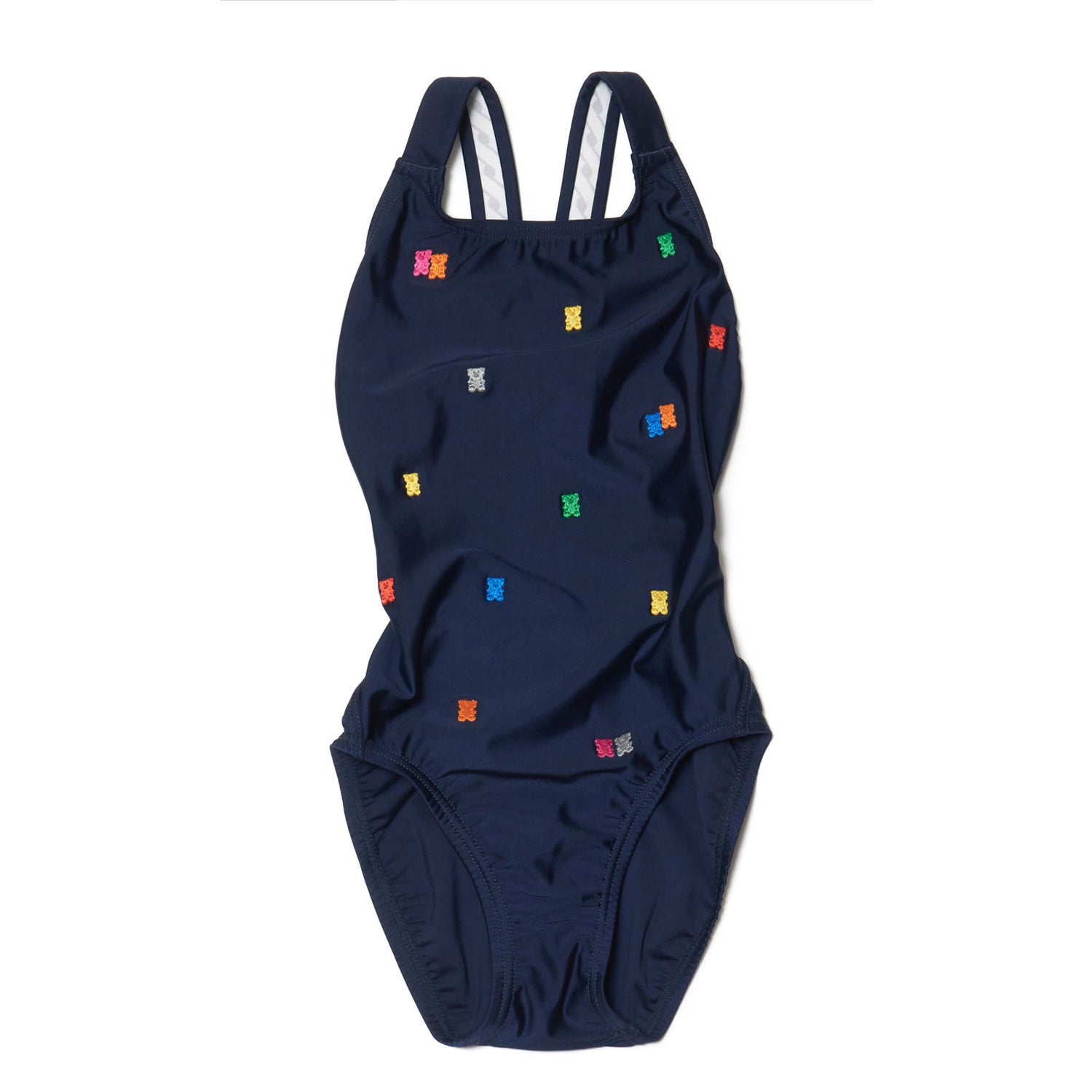 Girls Navy Embroidered Professional Swimsuit