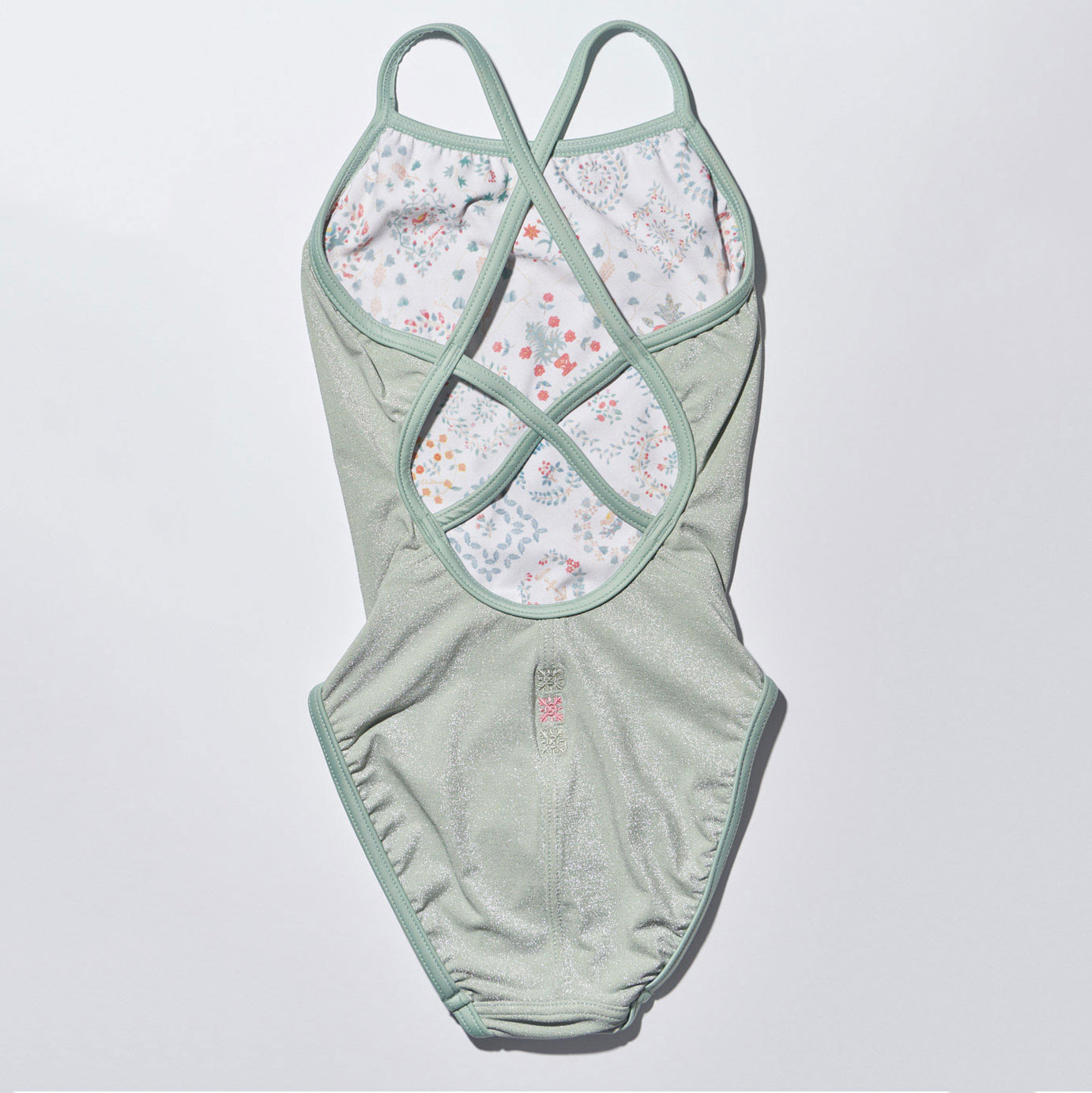 Girls Light Green Reversible Professional Swimsuit