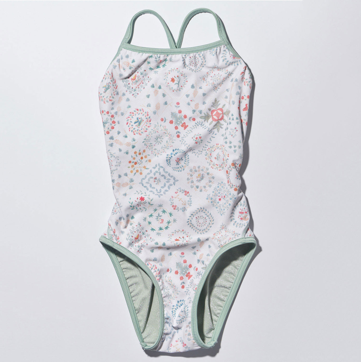 Girls Light Green Reversible Professional Swimsuit