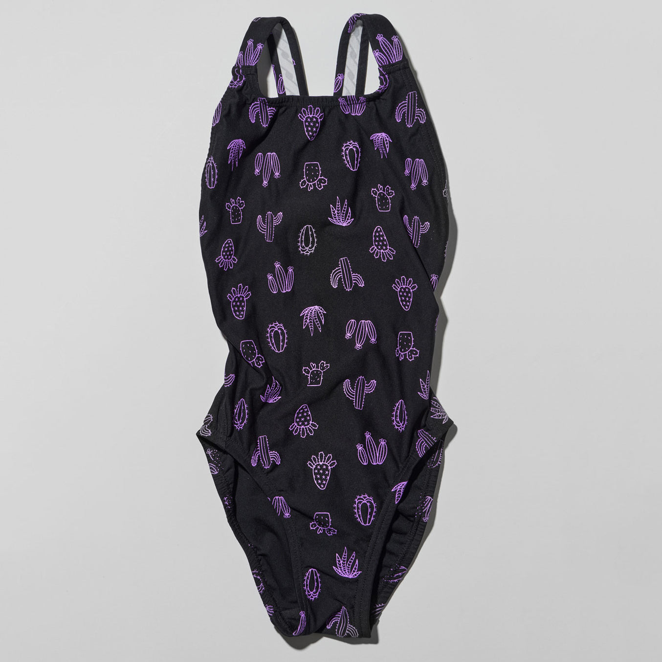 Girls Black Printed Professional Swimsuit
