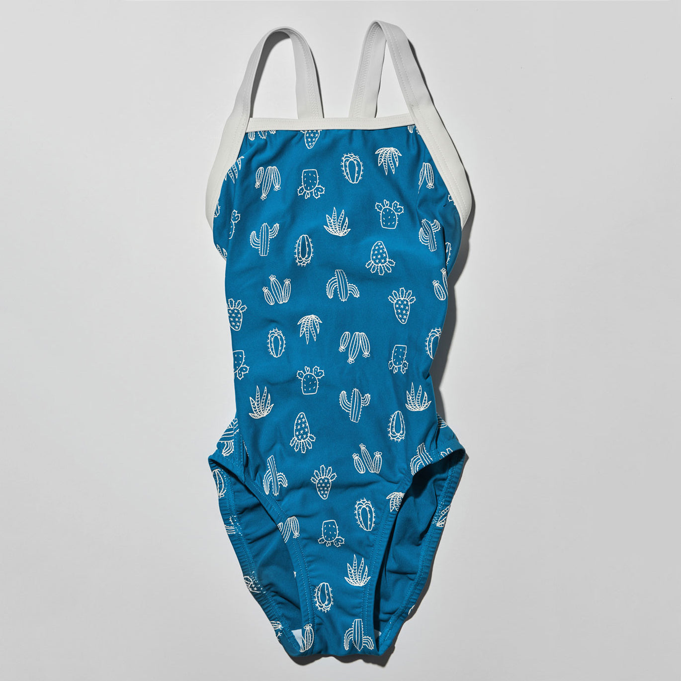 Girls Blue Printed Professional Swimsuit