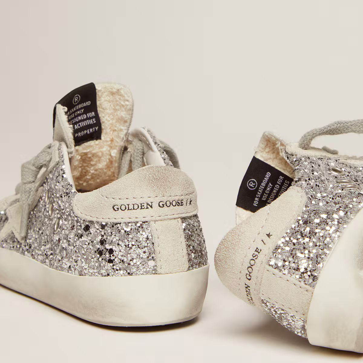 Girls Silver Glitter "SUPER-STAR" Shoes