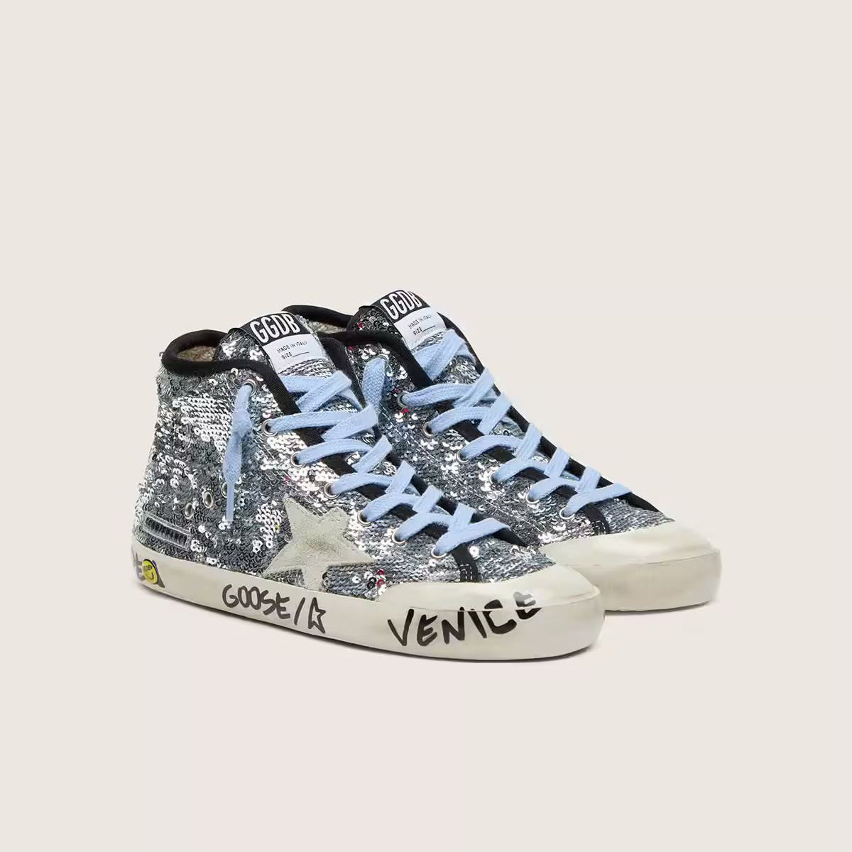 Boys & Girls Silver Sequin "FRANCY" High-top Shoes